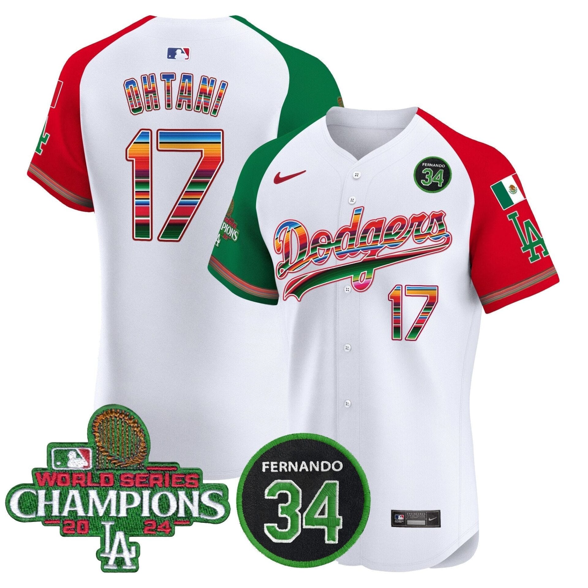 Dodgers Mexico 2024 World Series Champions Vapor Premier Elite Jersey V2 - All Stitched - Image 32