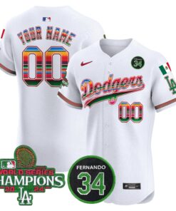 Dodgers Mexico 2024 World Series Champions Vapor Premier Elite Custom Jersey V2 - All Stitched