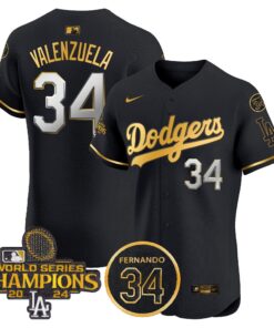 Dodgers 2024 World Series Champions Gold Trim Vapor Premier Elite Jersey V2 - All Stitched