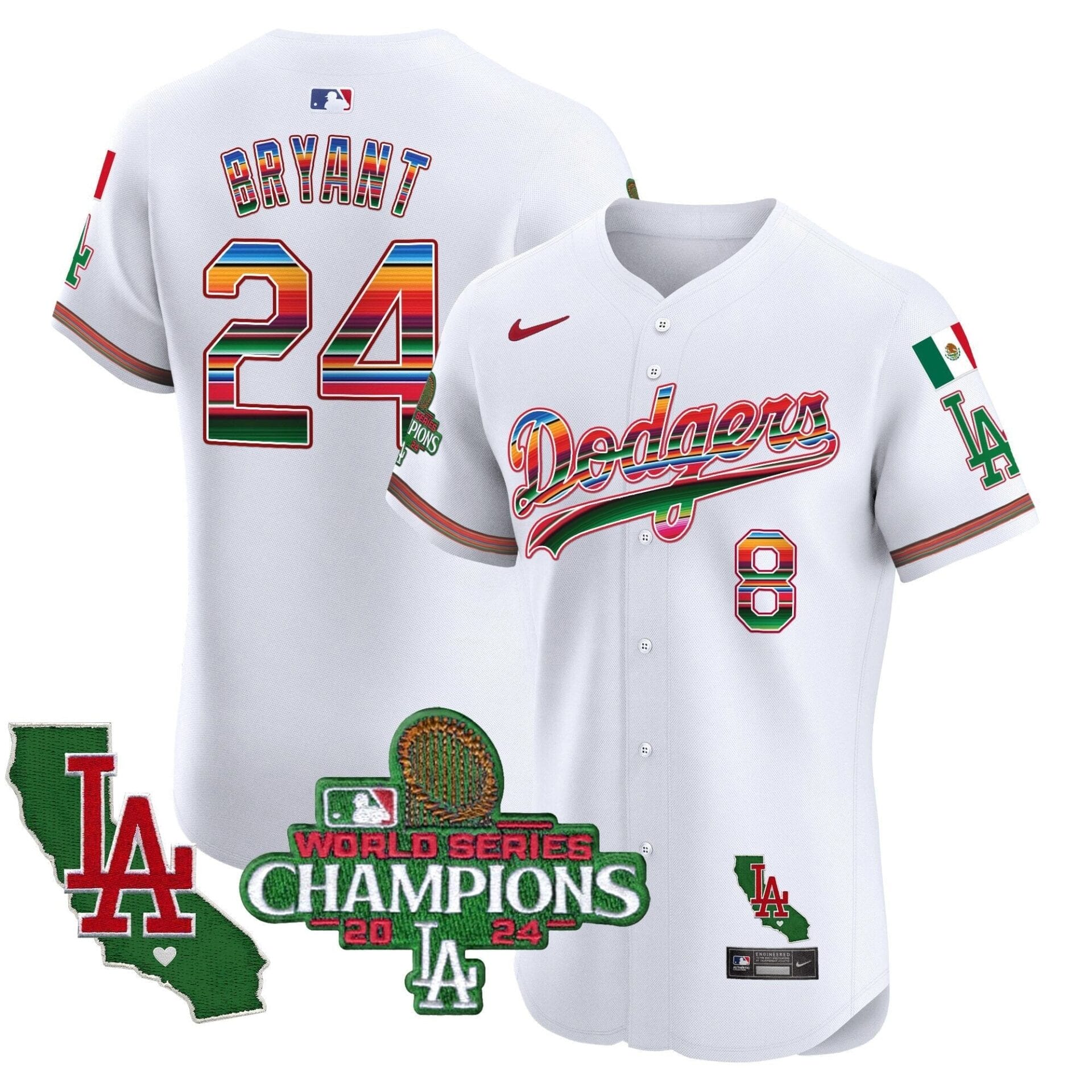Dodgers Mexico 2024 World Series Champions Vapor Premier Elite Jersey - All Stitched - Image 5