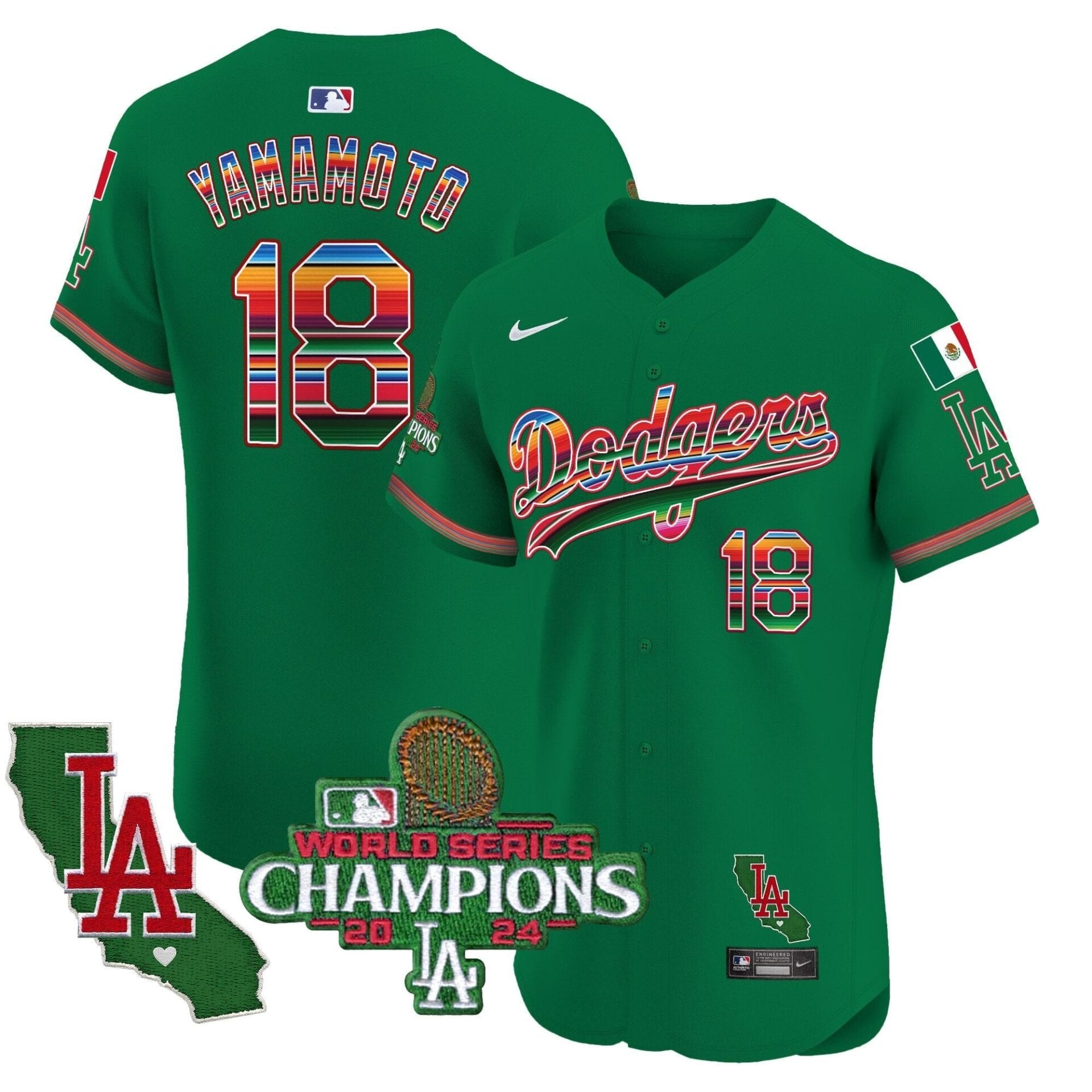 Dodgers Mexico 2024 World Series Champions Vapor Premier Elite Jersey - All Stitched - Image 48