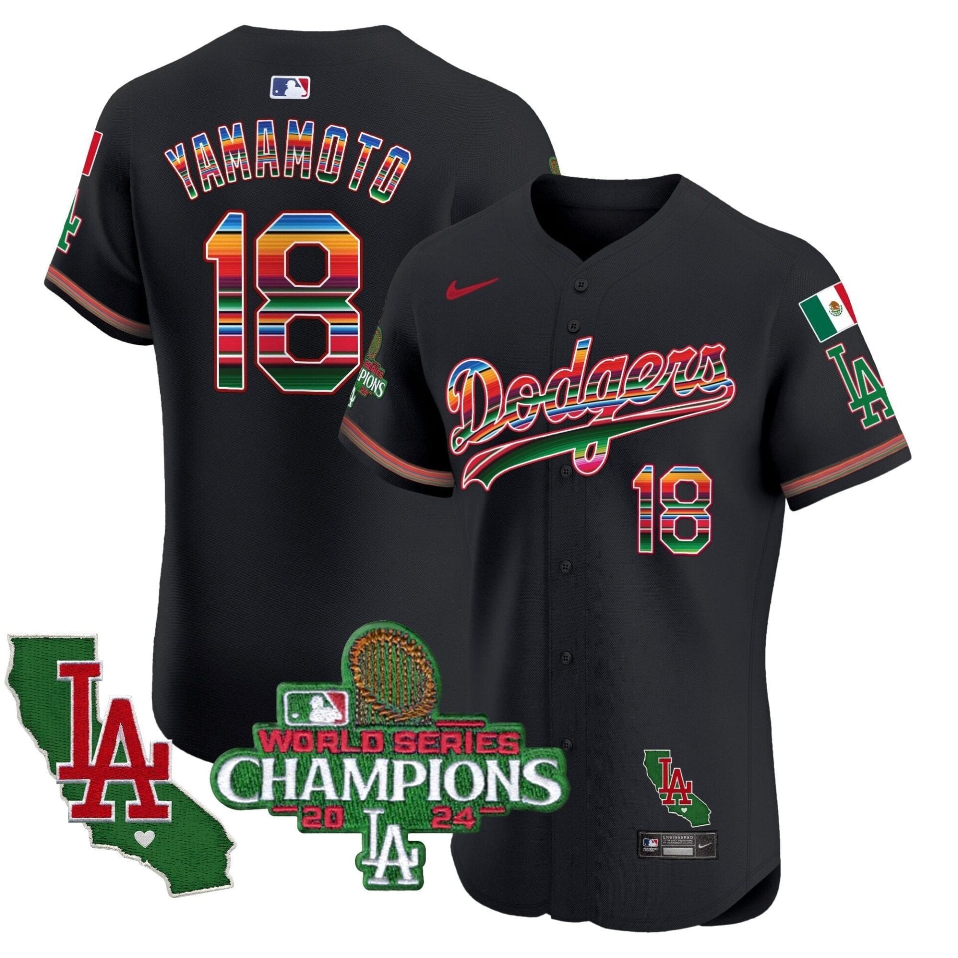 Dodgers Mexico 2024 World Series Champions Vapor Premier Elite Jersey - All Stitched - Image 28