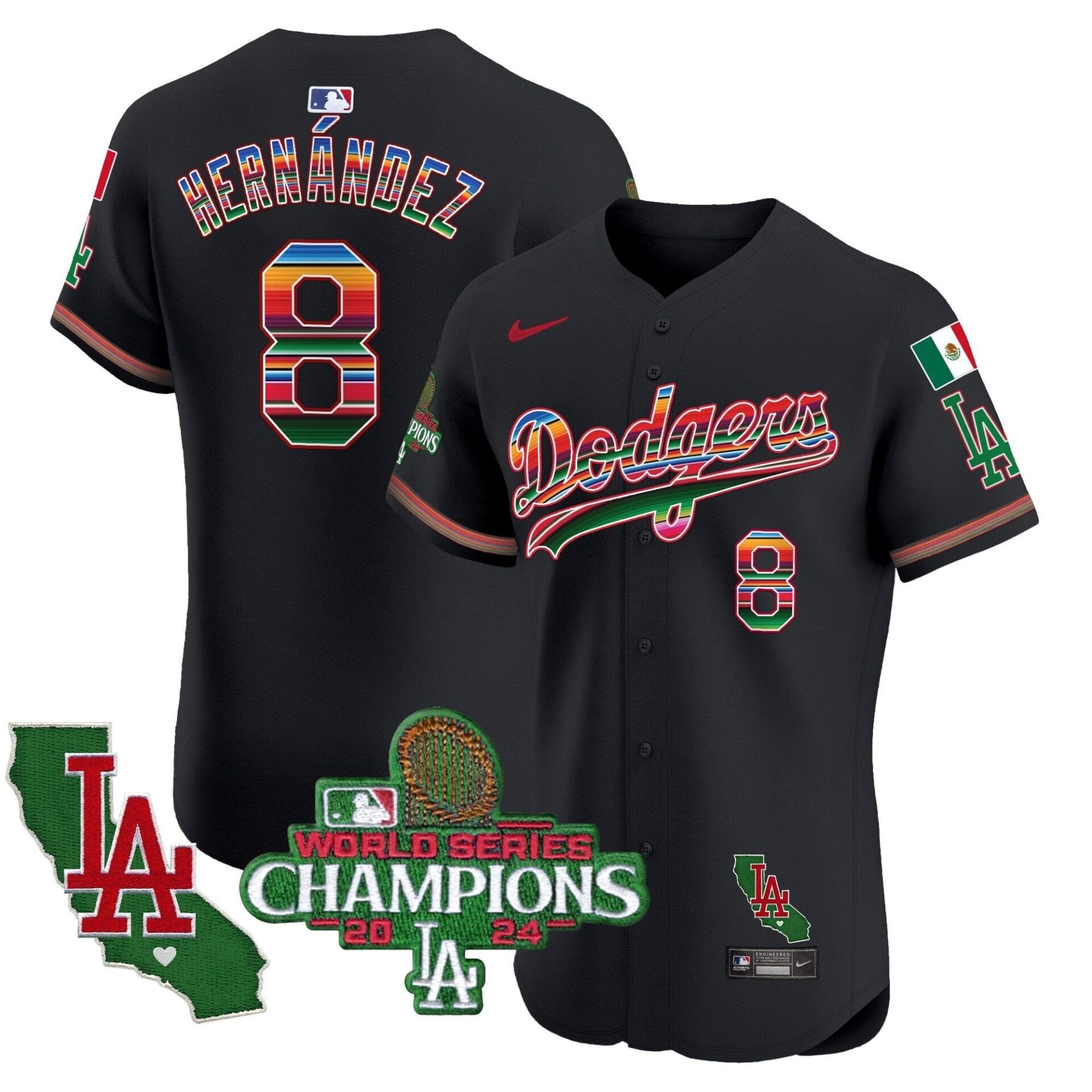 Dodgers Mexico 2024 World Series Champions Vapor Premier Elite Jersey - All Stitched - Image 27
