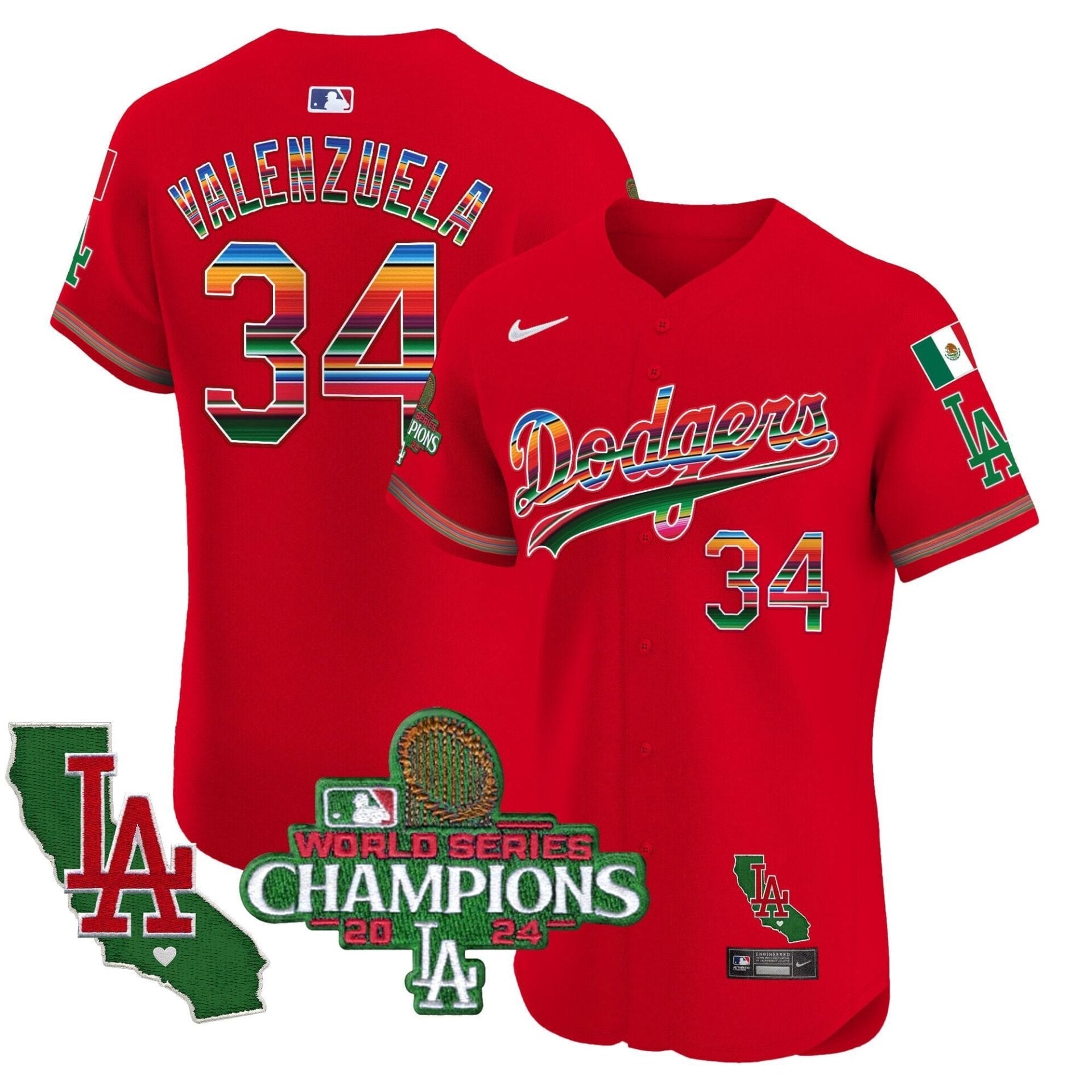 Dodgers Mexico 2024 World Series Champions Vapor Premier Elite Jersey - All Stitched - Image 51