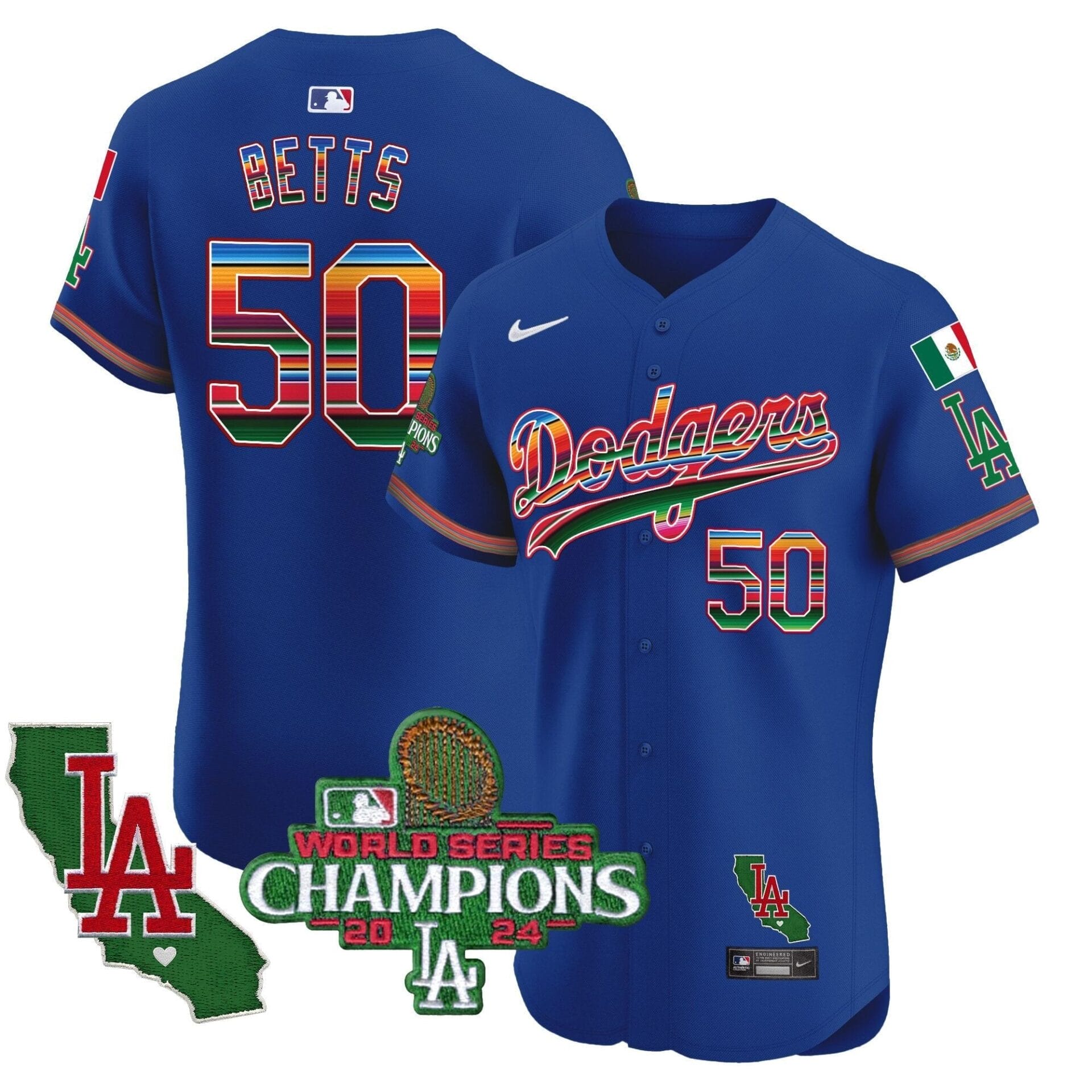 Dodgers Mexico 2024 World Series Champions Vapor Premier Elite Jersey - All Stitched - Image 14