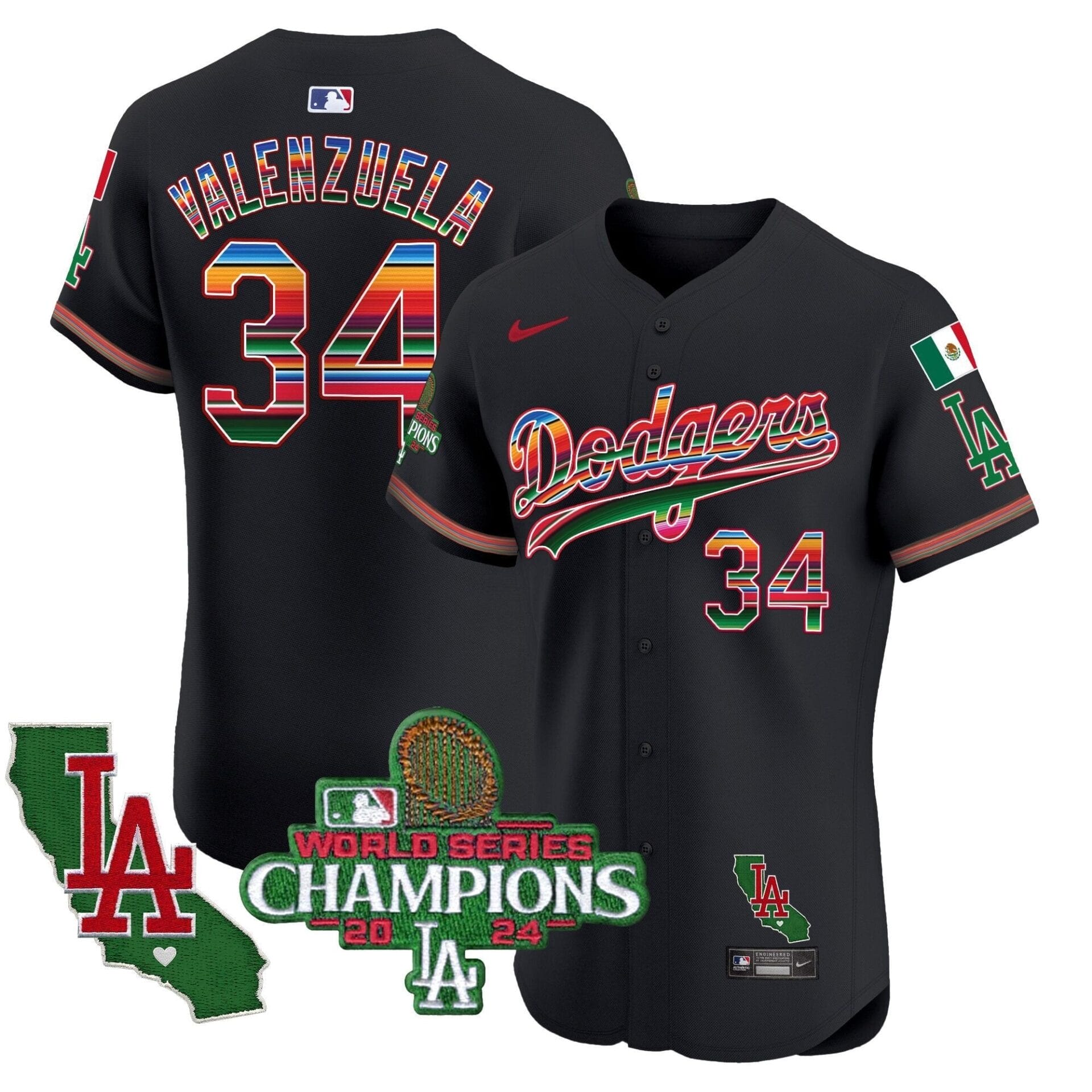 Dodgers Mexico 2024 World Series Champions Vapor Premier Elite Jersey - All Stitched - Image 21