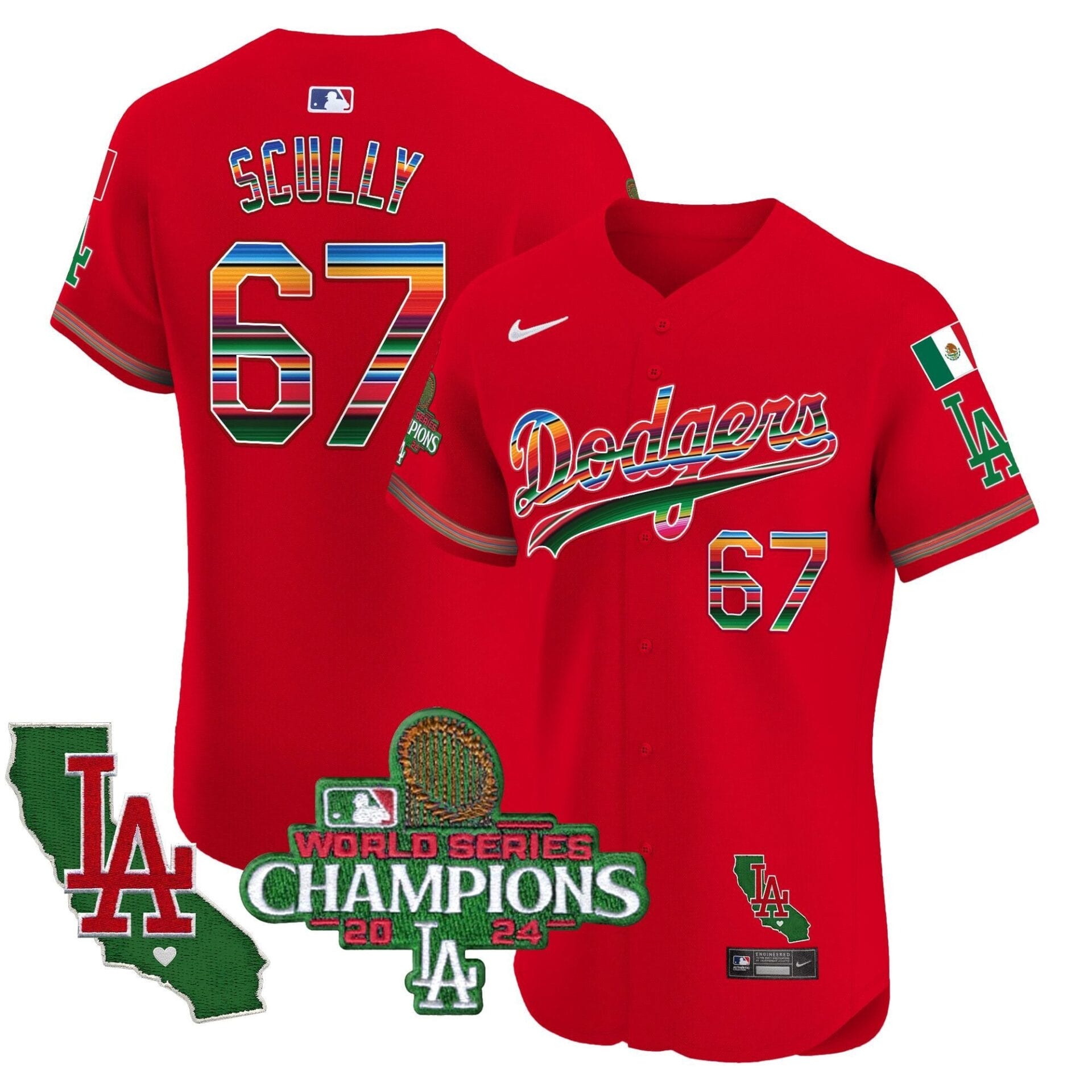Dodgers Mexico 2024 World Series Champions Vapor Premier Elite Jersey - All Stitched - Image 56