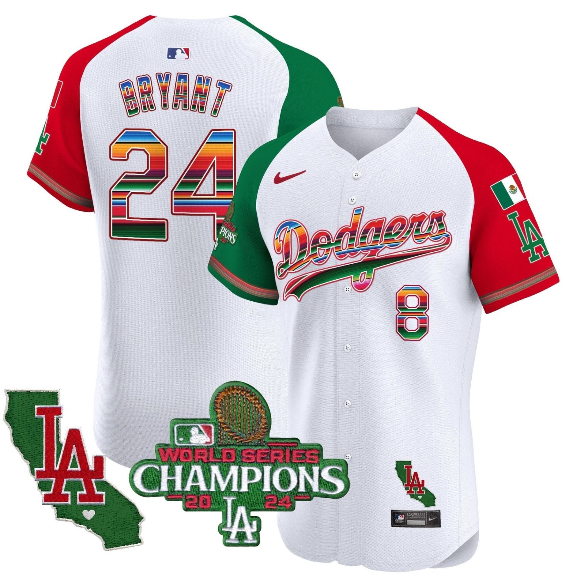 Dodgers Mexico 2024 World Series Champions Vapor Premier Elite Jersey - All Stitched - Image 35