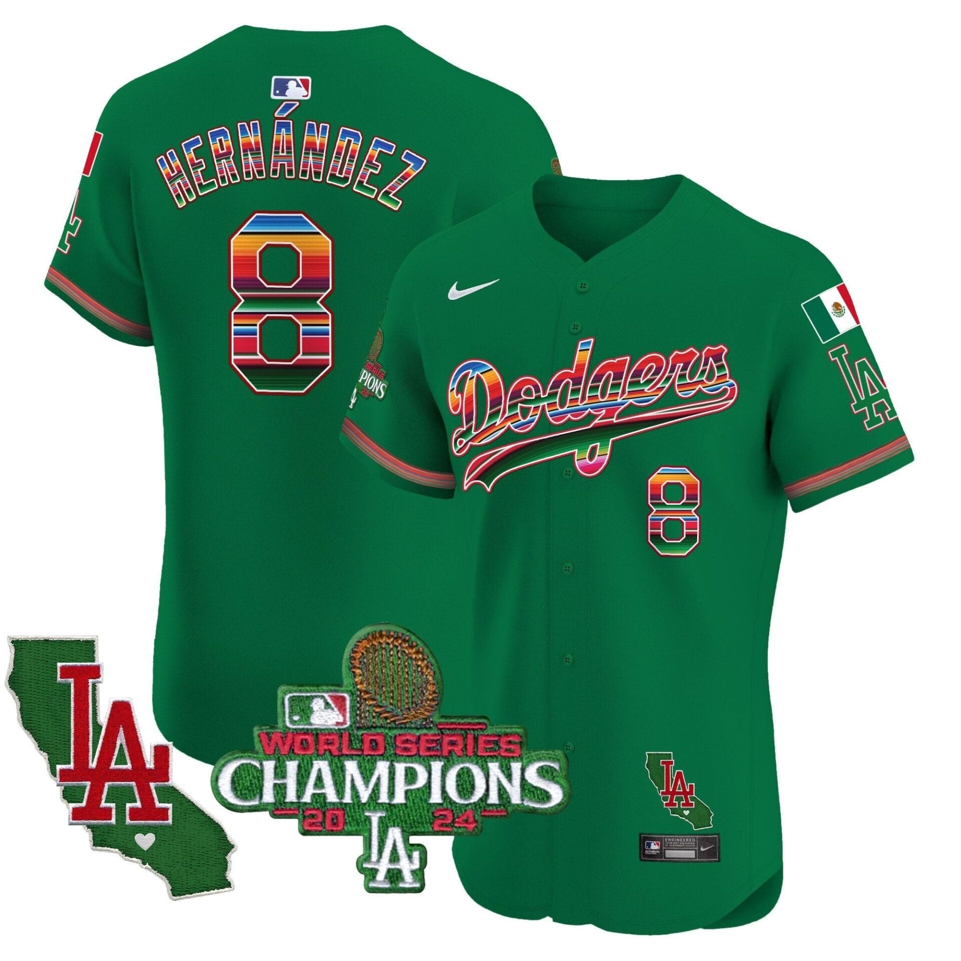 Dodgers Mexico 2024 World Series Champions Vapor Premier Elite Jersey - All Stitched - Image 47