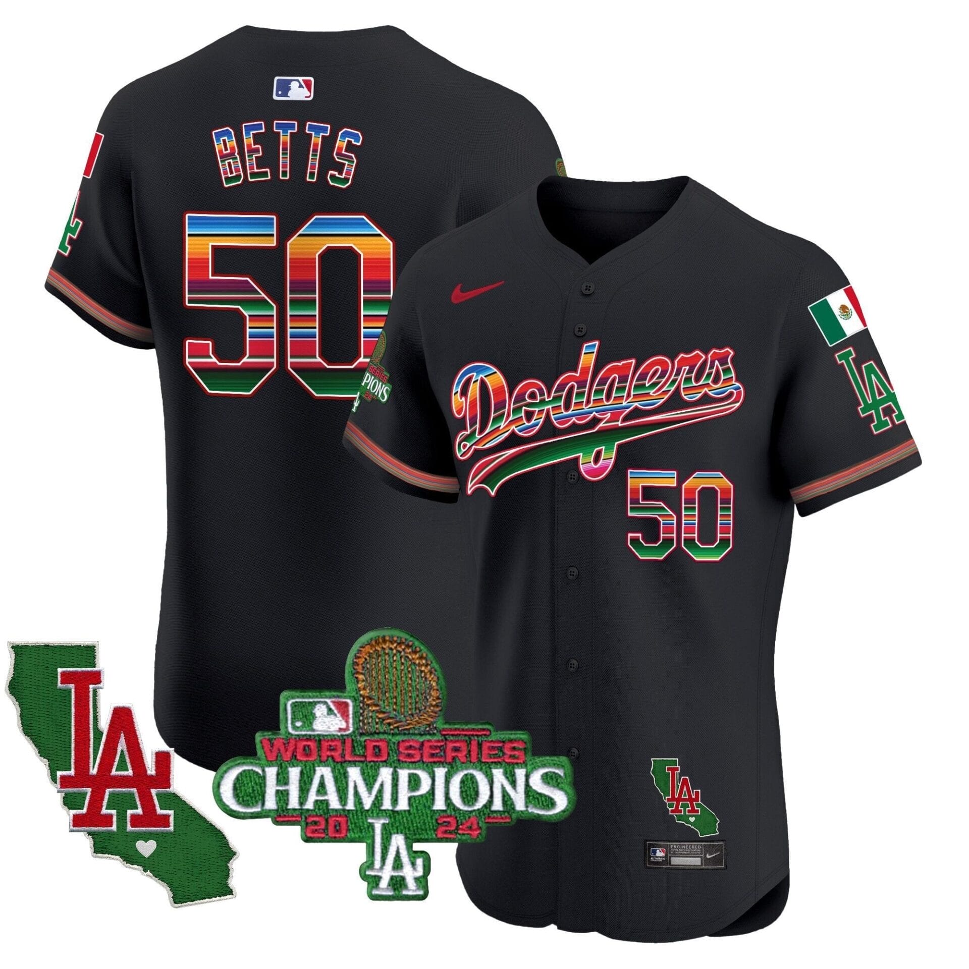 Dodgers Mexico 2024 World Series Champions Vapor Premier Elite Jersey - All Stitched - Image 24