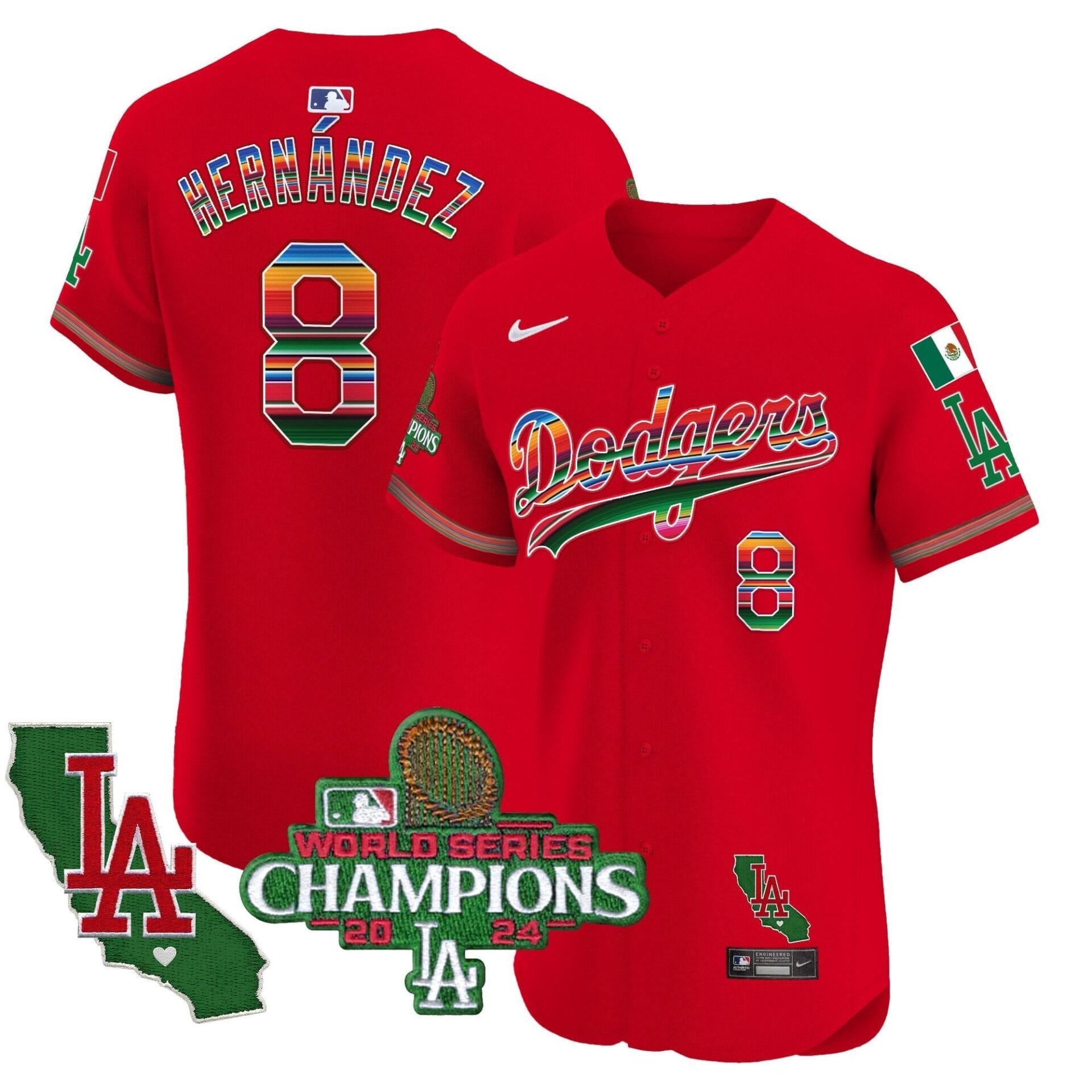 Dodgers Mexico 2024 World Series Champions Vapor Premier Elite Jersey - All Stitched - Image 57