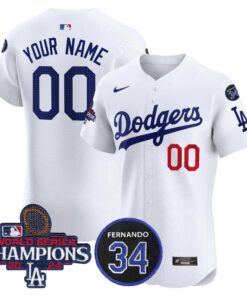 Dodgers 2024 World Series Champions Patch Vapor Premier Elite Custom Jersey V2 - All Stitched