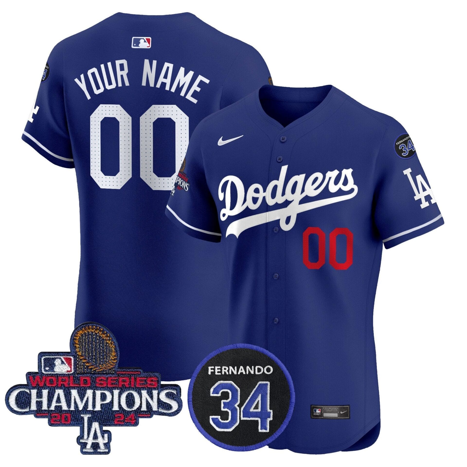 Dodgers 2024 World Series Champions Patch Vapor Premier Elite Custom Jersey V2 - All Stitched - Image 2