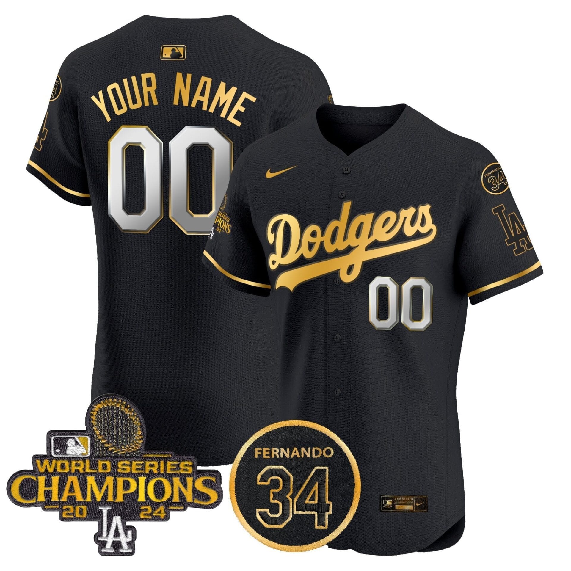 Dodgers 2024 World Series Champions Patch Vapor Premier Elite Custom Jersey V2 - All Stitched - Image 5