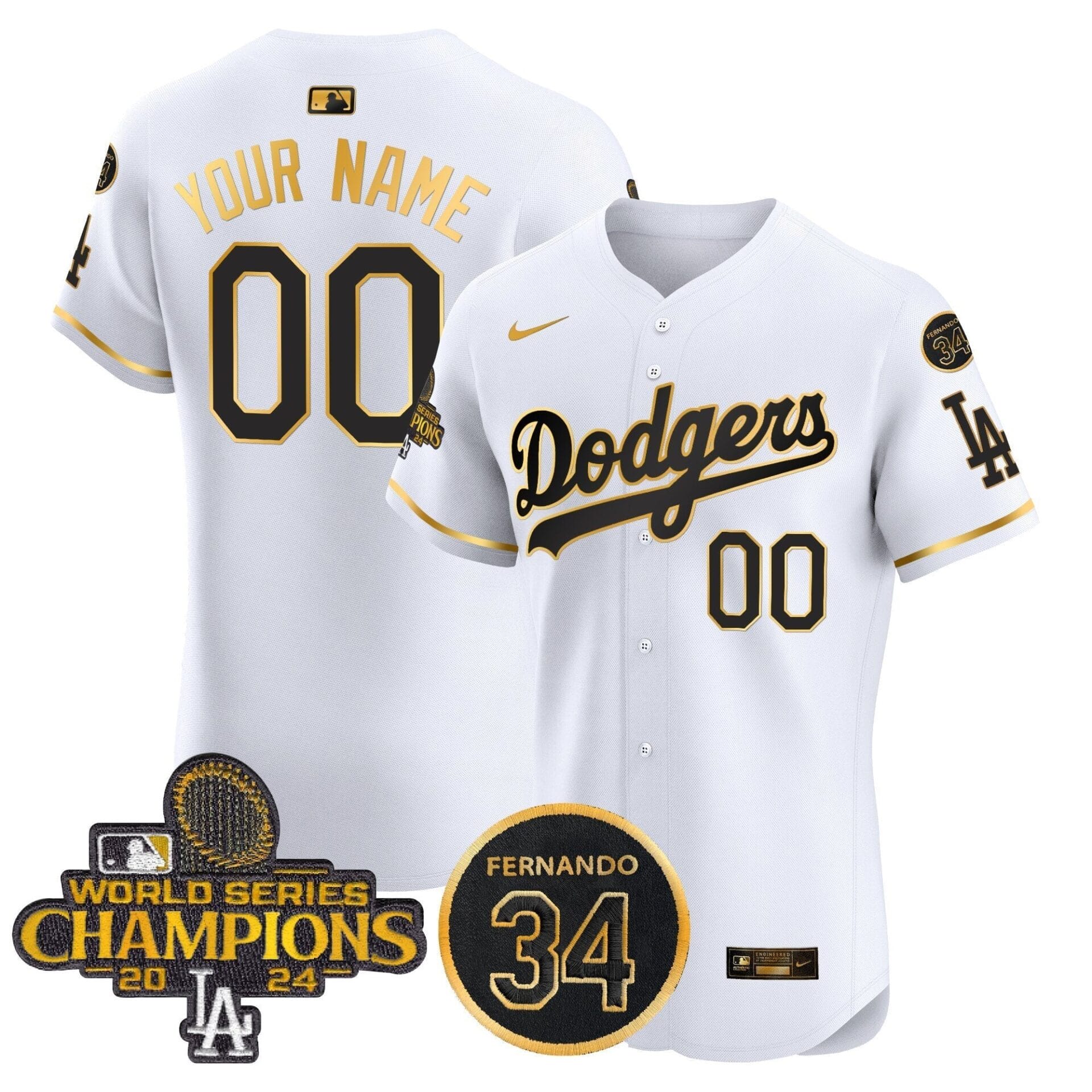 Dodgers 2024 World Series Champions Patch Vapor Premier Elite Custom Jersey V2 - All Stitched - Image 6