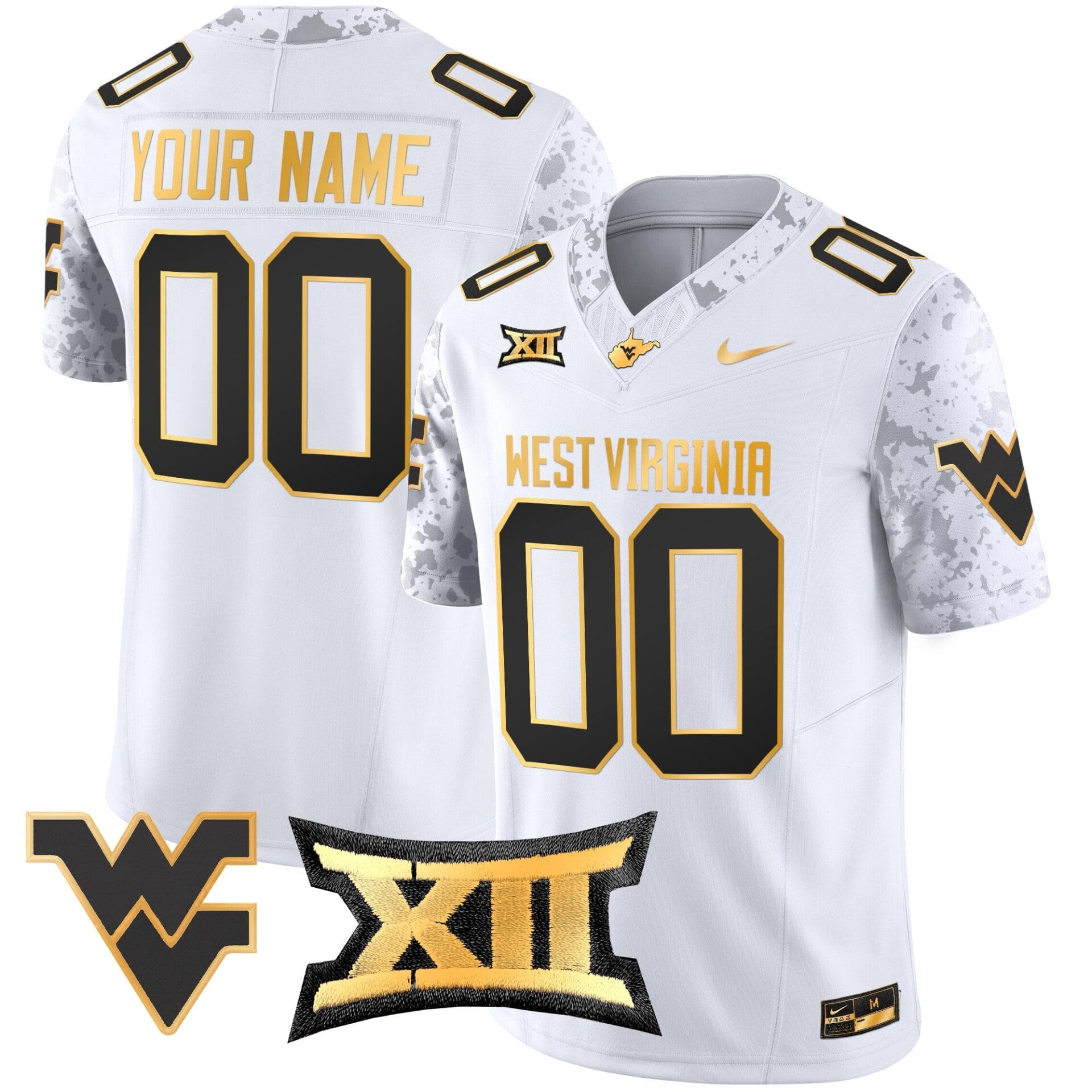 West Virginia Mountaineers 2024 Gold Vapor Limited Custom Jersey - All Stitched - Image 2