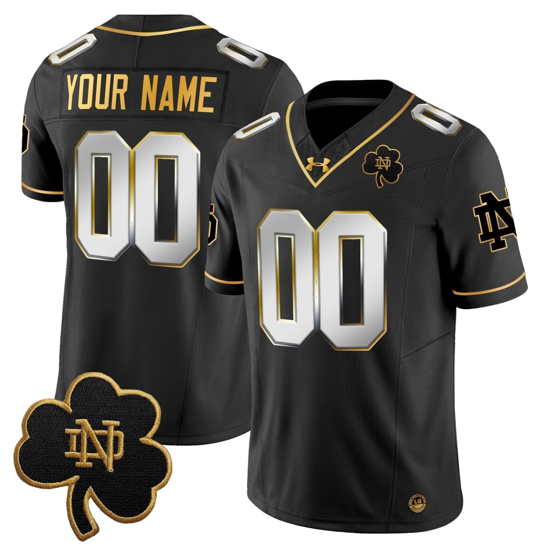 Notre Dame Fighting Irish 2024 Gold Vapor Limited Custom Jersey - All Stitched - Image 4