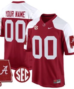 Alabama Crimson Tide 2024 Alabama Map Patch Game Custom Jersey - All Stitched