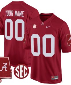 Alternative view of Alabama Crimson Tide 2024 Alabama Map Patch Game Custom Jersey - All Stitched