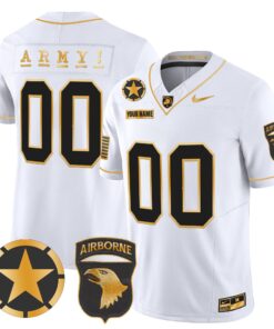 Alternative view of Army Black Knights 101st Airborne Division Patch 2024 Gold Vapor Limited Custom Jersey - All Stitched