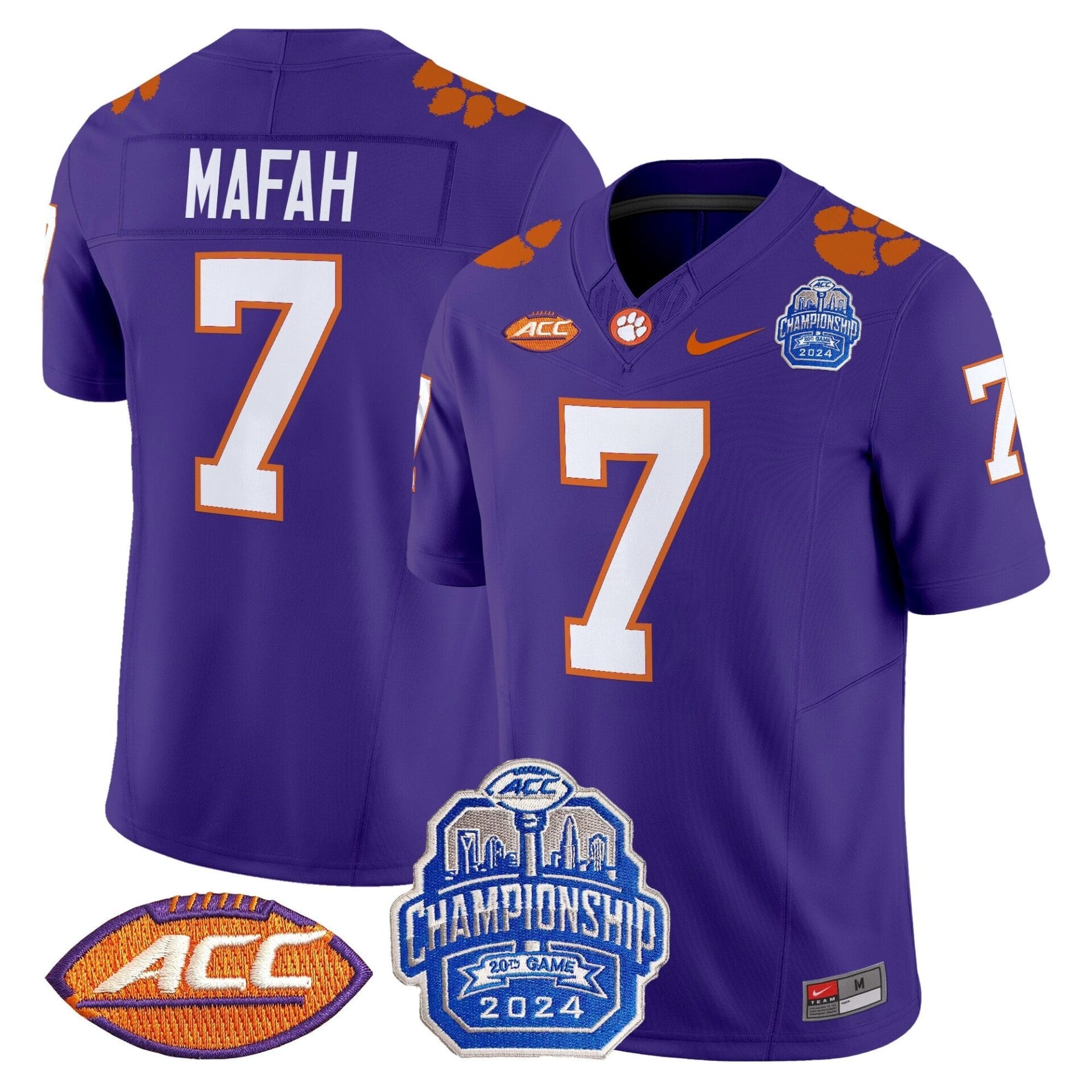 Clemson Tigers 2024 ACC Championship Patch Vapor Limited Jersey - All Stitched - Image 47