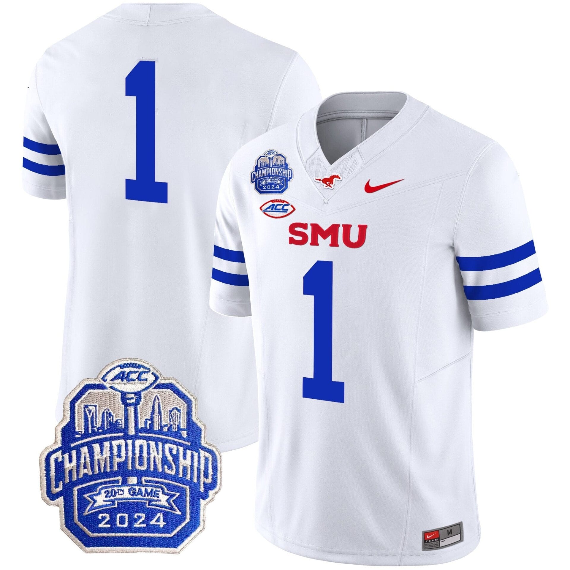 SMU Mustangs 2024 ACC Championship Patch Vapor Limited Jersey - All Stitched - Image 49