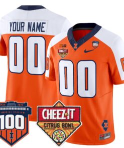 Alternative view of Illinois Fighting Illini 2025 Cheez-It Citrus Bowl Patch Vapor Limited Custom Jersey - All Stitched
