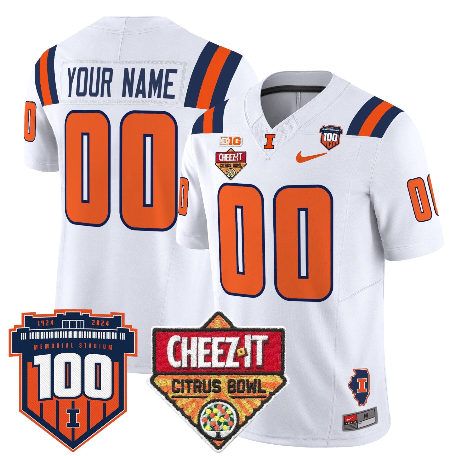 Illinois Fighting Illini 2025 Cheez-It Citrus Bowl Patch Vapor Limited Custom Jersey - All Stitched - Image 5