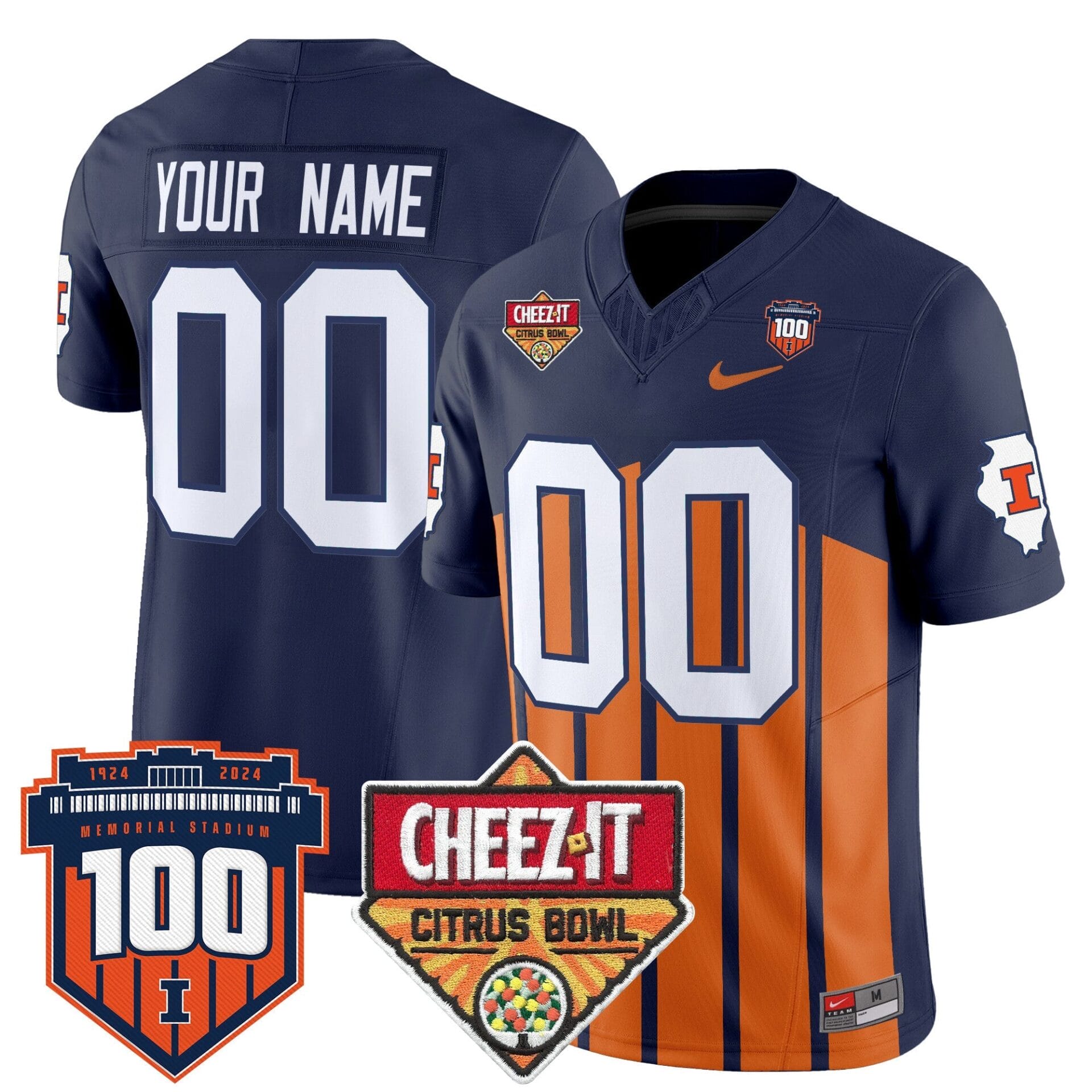 Illinois Fighting Illini 2025 Cheez-It Citrus Bowl Patch Vapor Limited Custom Jersey - All Stitched - Image 6