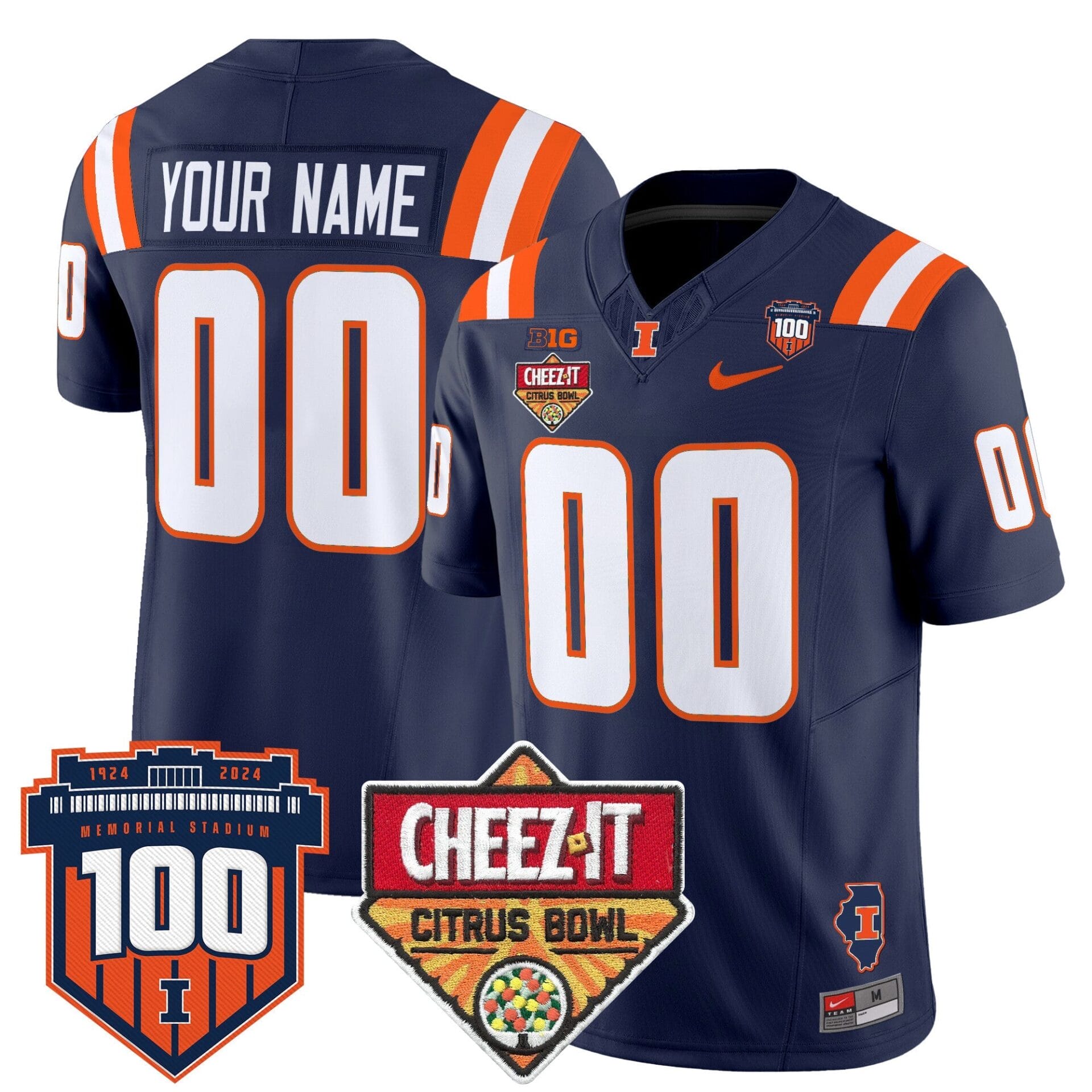 Illinois Fighting Illini 2025 Cheez-It Citrus Bowl Patch Vapor Limited Custom Jersey - All Stitched - Image 3