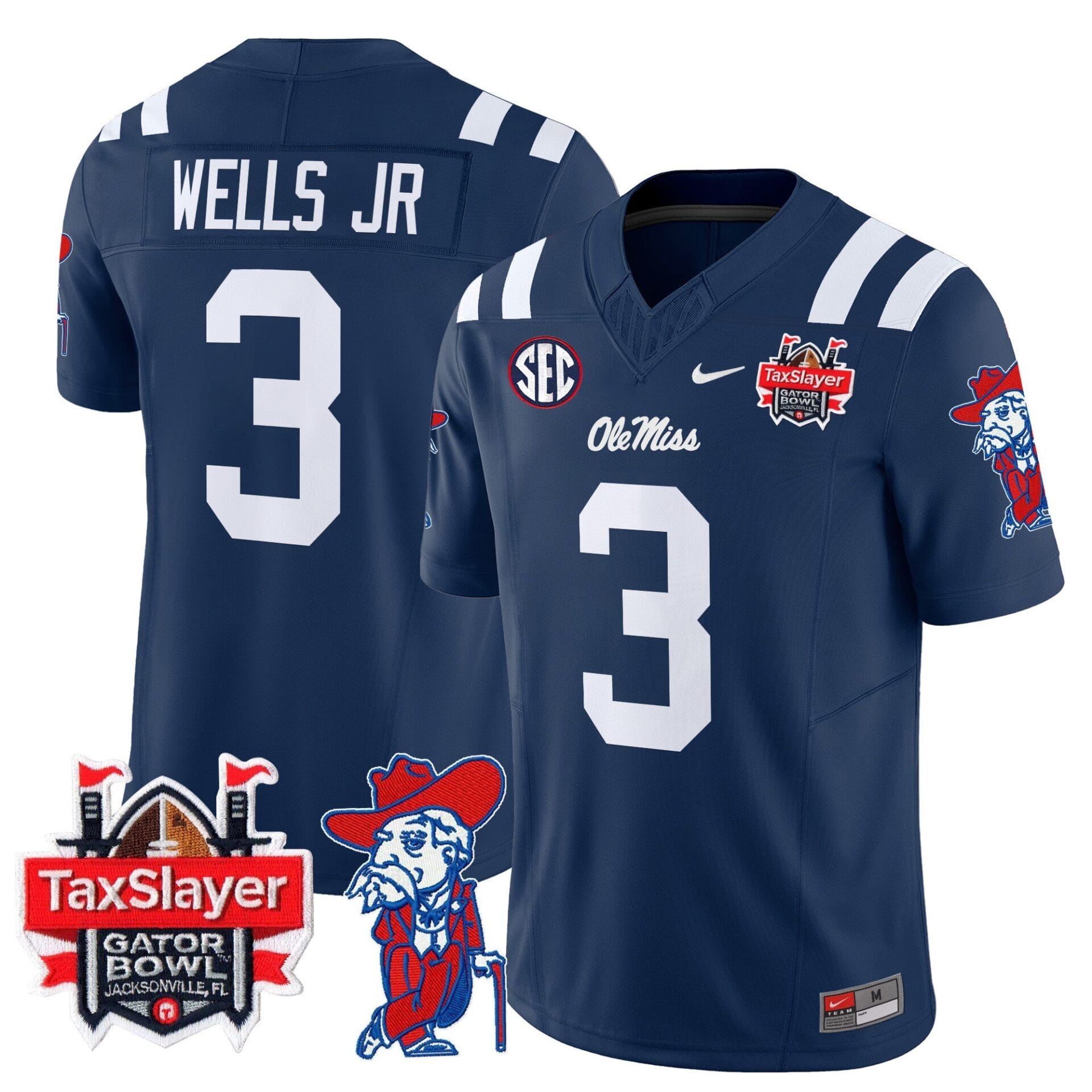 Ole Miss Rebels 2024 Gator Bowl Patch Vapor Limited Jersey - All Stitched - Image 29