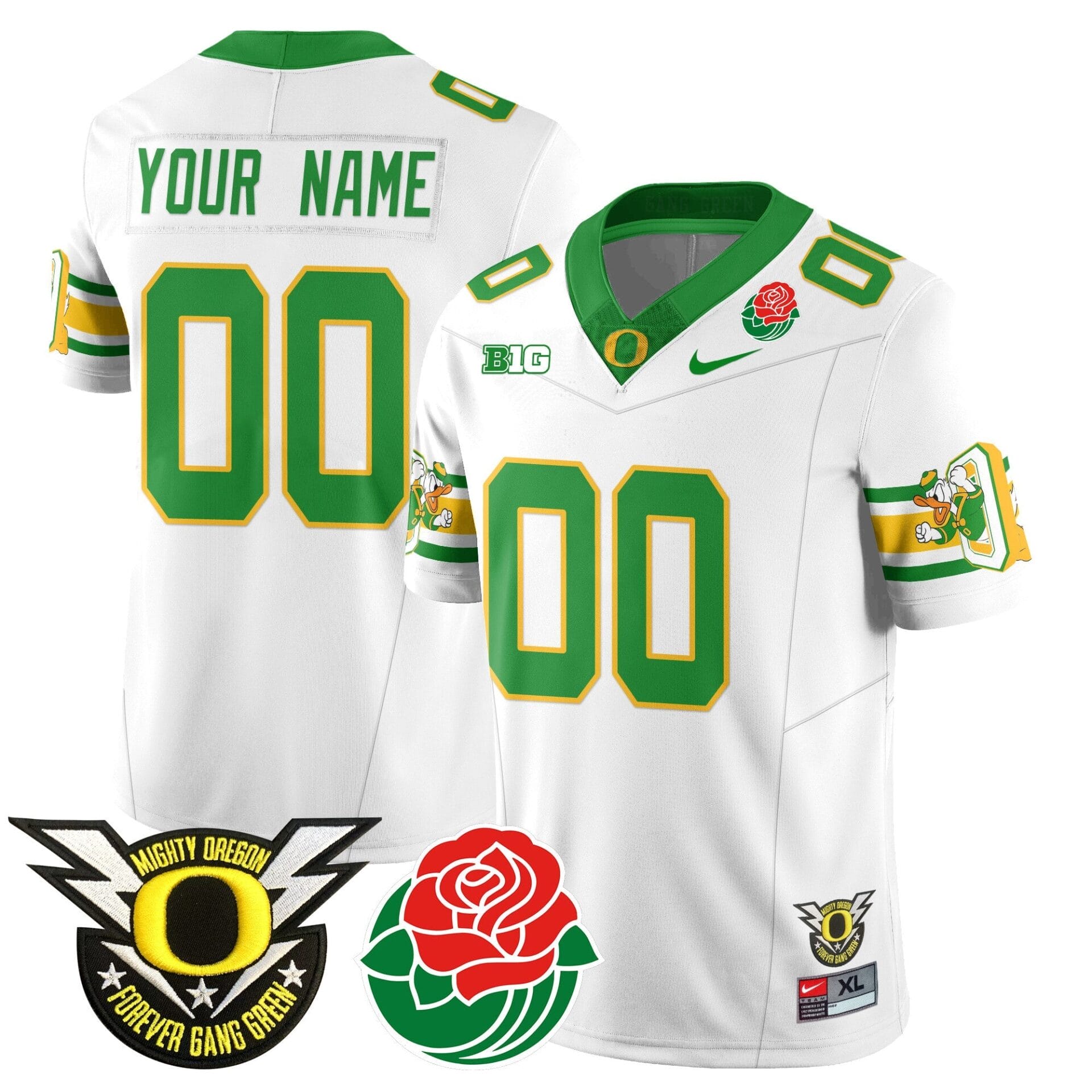 Custom Oregon Ducks 2024 Rose Bowl Jersey - All Stitched - Image 3