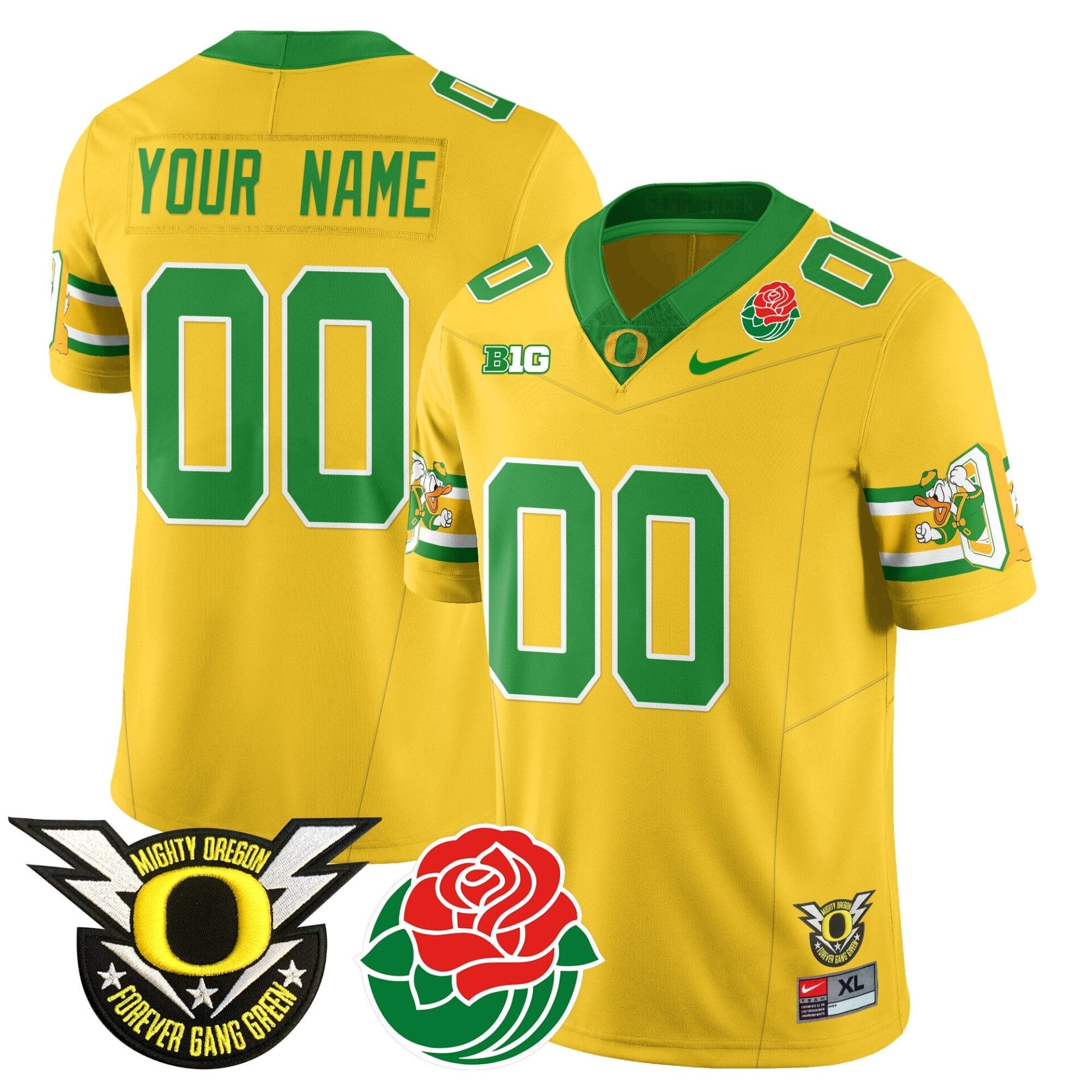 Custom Oregon Ducks 2024 Rose Bowl Jersey - All Stitched - Image 2