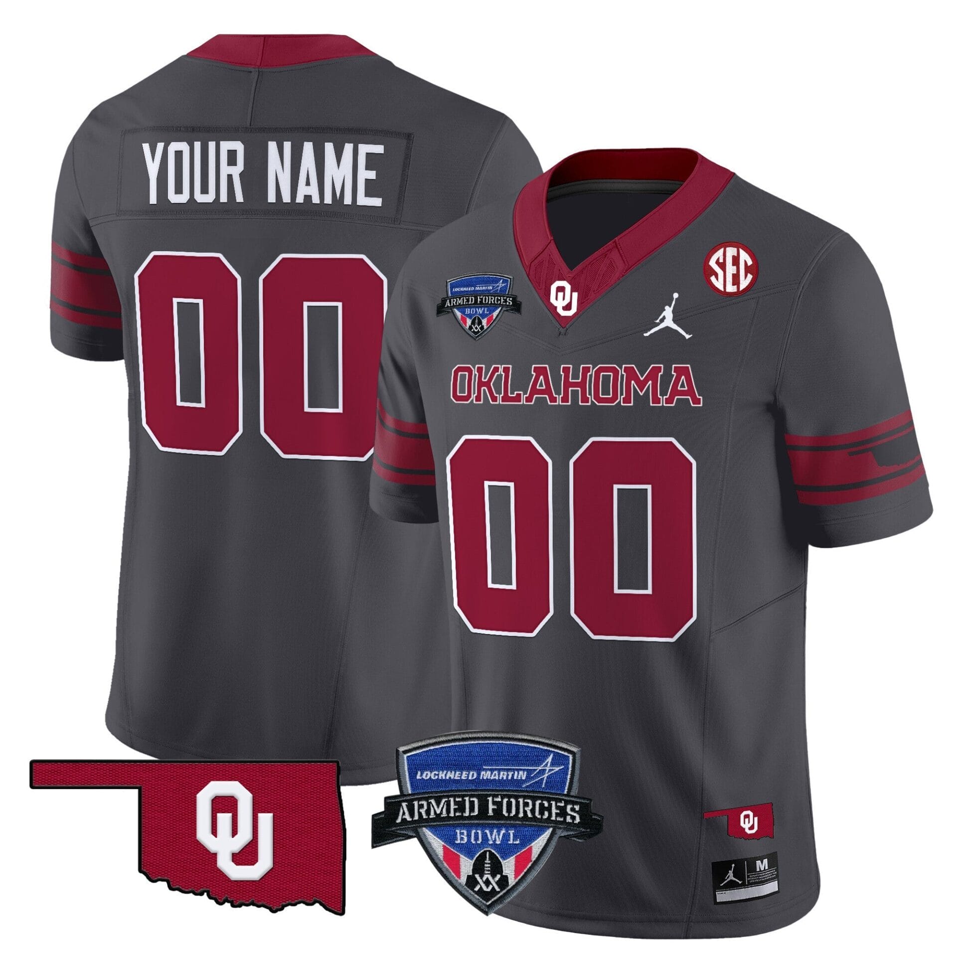 Oklahoma Sooners 2025 Armed Forces Bowl Patch Vapor Limited Custom Jersey - All Stitched - Image 2