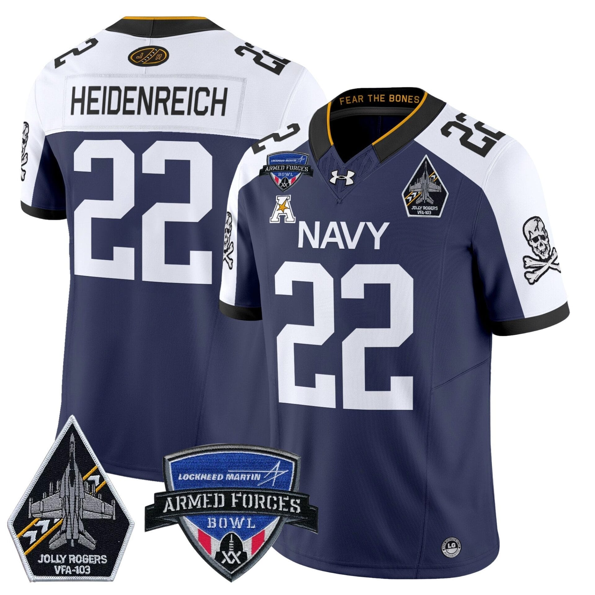 Navy Midshipmen 2025 Armed Forces Bowl Patch Vapor Limited Jersey - All Stitched - Image 2
