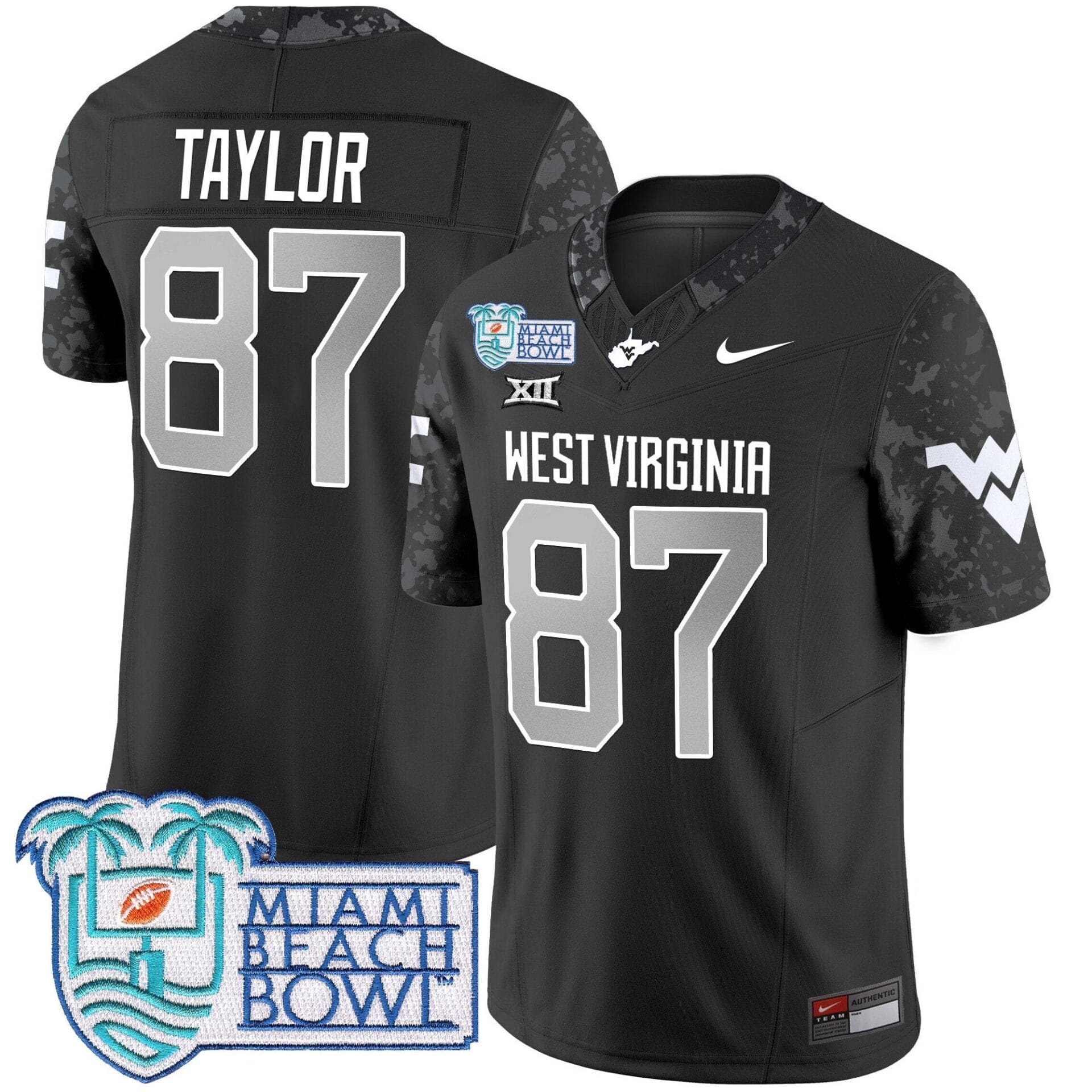 West Virginia Mountaineers 2025 Miami Beach Bowl Patch Vapor Limited Jersey - All Stitched - Image 4