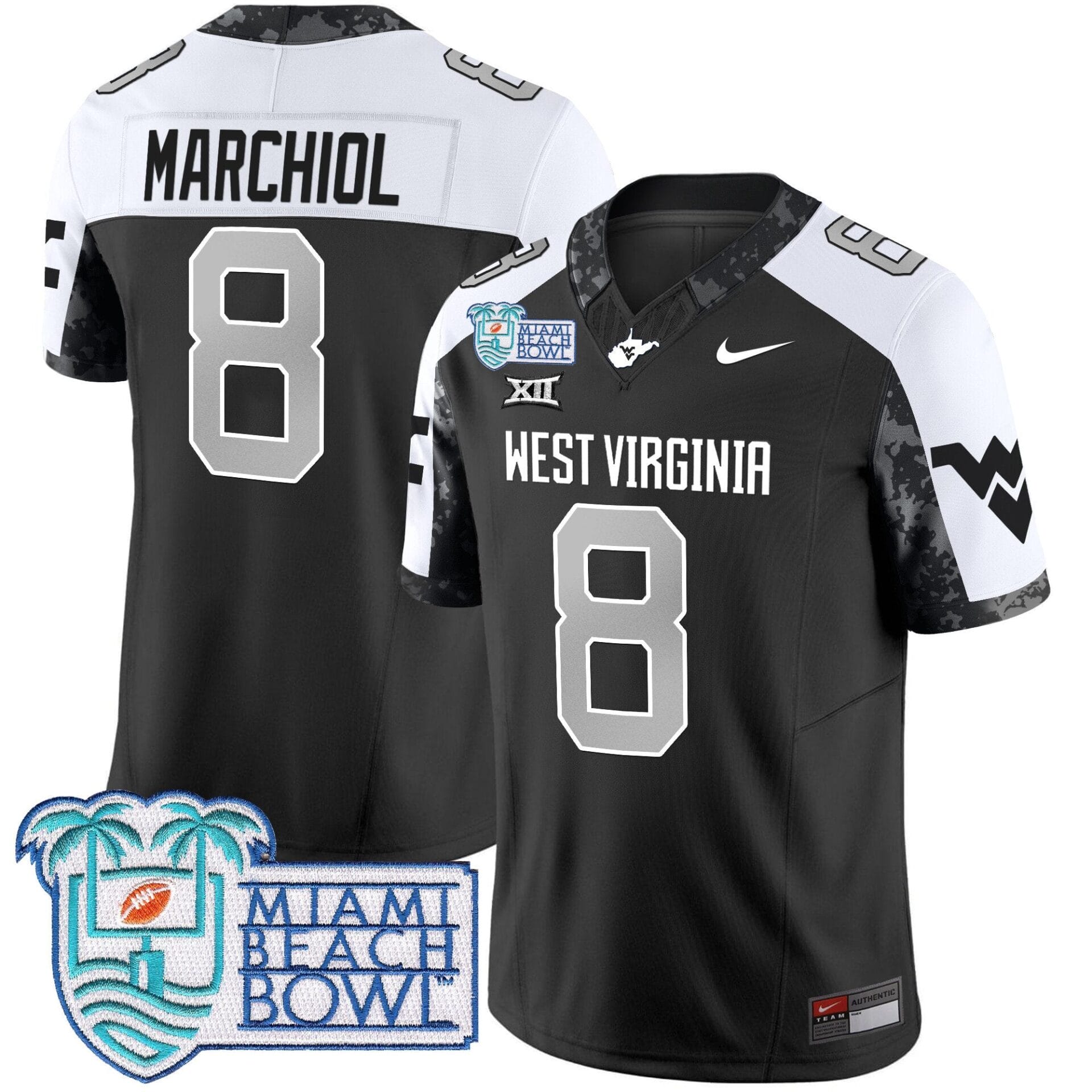 West Virginia Mountaineers 2025 Miami Beach Bowl Patch Vapor Limited Jersey - All Stitched - Image 9
