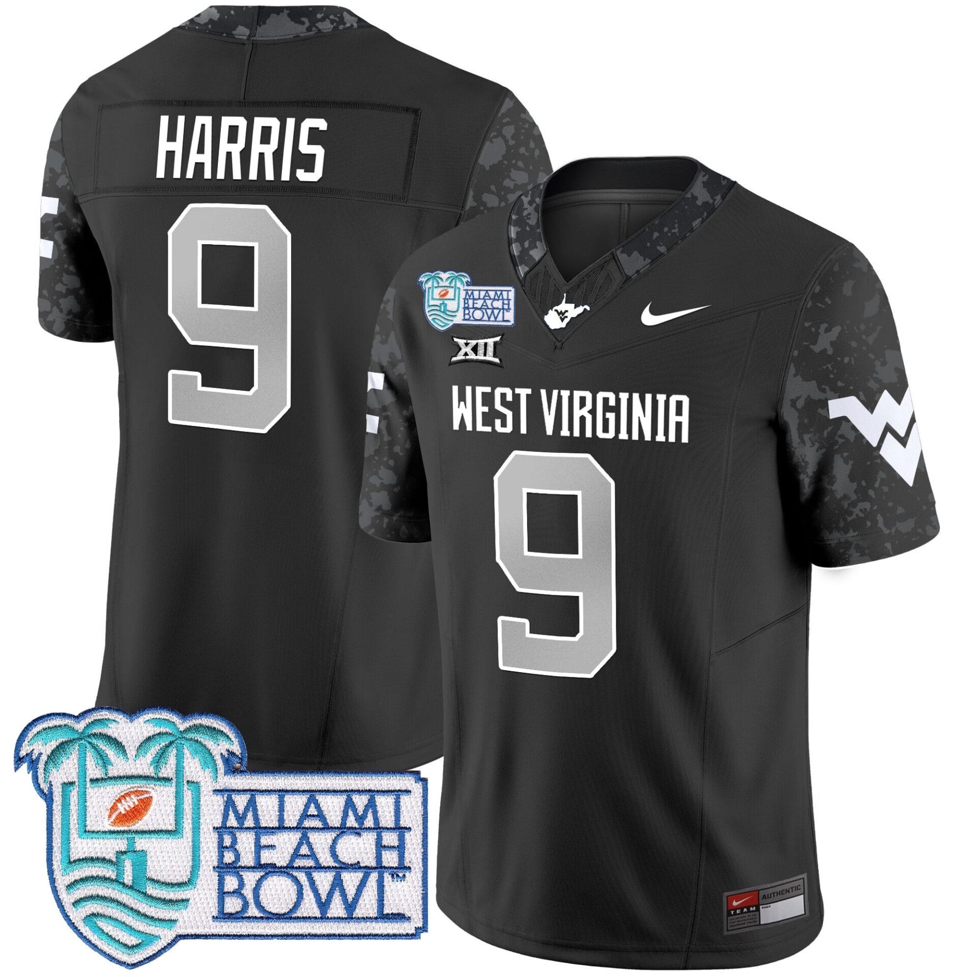 West Virginia Mountaineers 2025 Miami Beach Bowl Patch Vapor Limited Jersey - All Stitched - Image 6