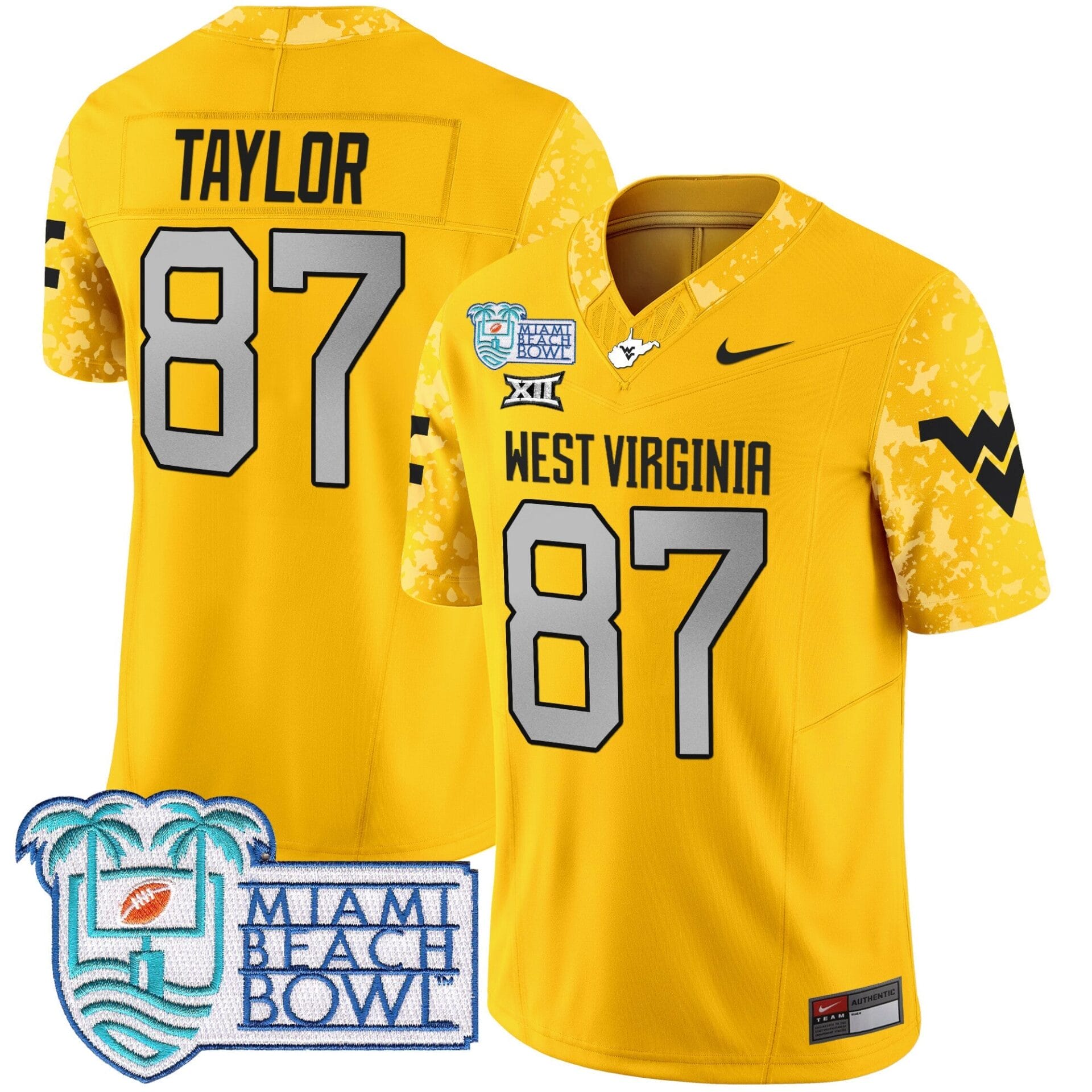 West Virginia Mountaineers 2025 Miami Beach Bowl Patch Vapor Limited Jersey - All Stitched - Image 20