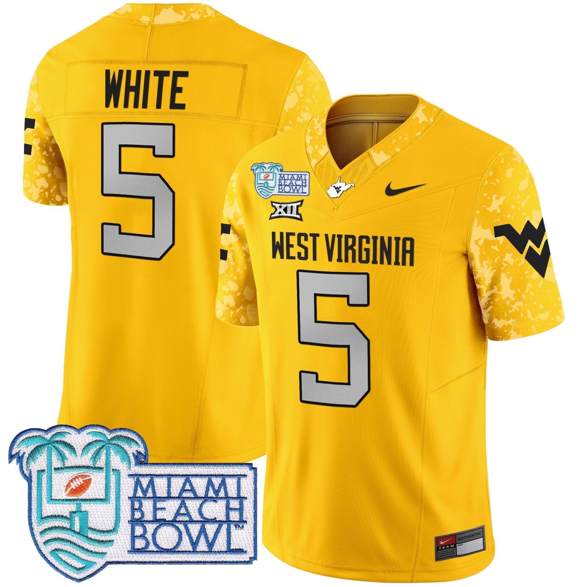 West Virginia Mountaineers 2025 Miami Beach Bowl Patch Vapor Limited Jersey - All Stitched - Image 21