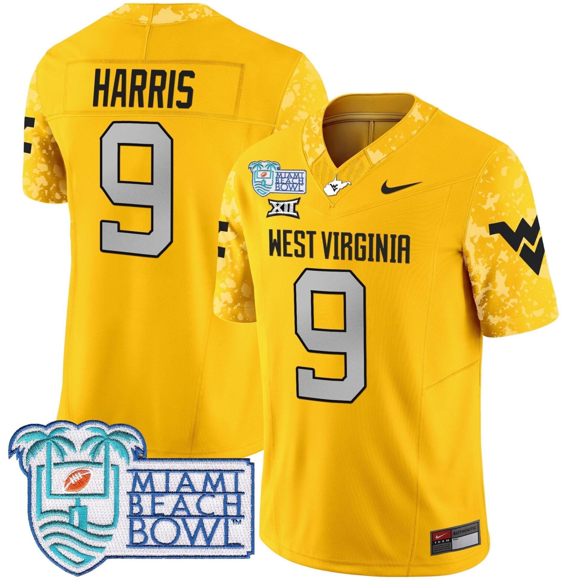 West Virginia Mountaineers 2025 Miami Beach Bowl Patch Vapor Limited Jersey - All Stitched - Image 22