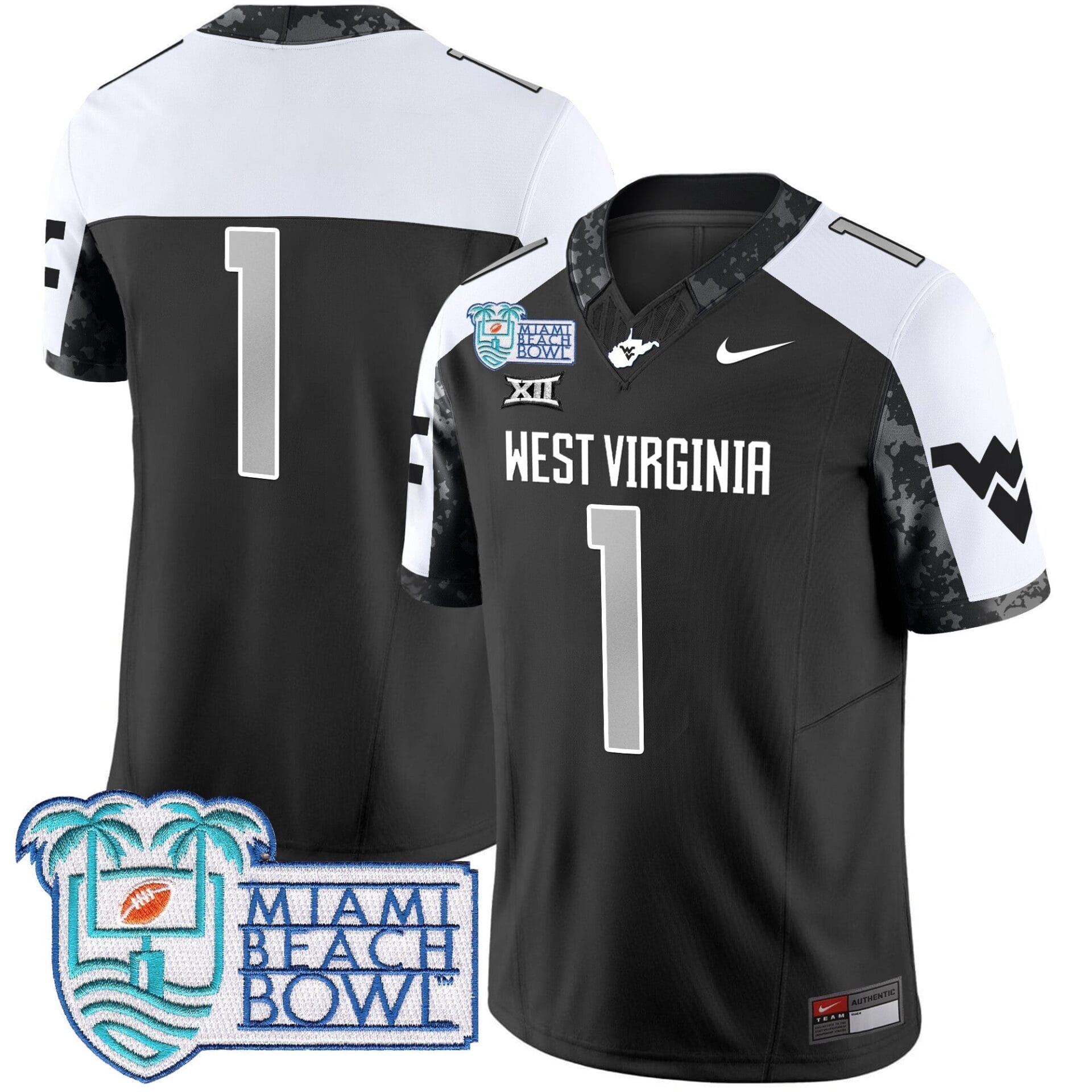 West Virginia Mountaineers 2025 Miami Beach Bowl Patch Vapor Limited Jersey - All Stitched - Image 16