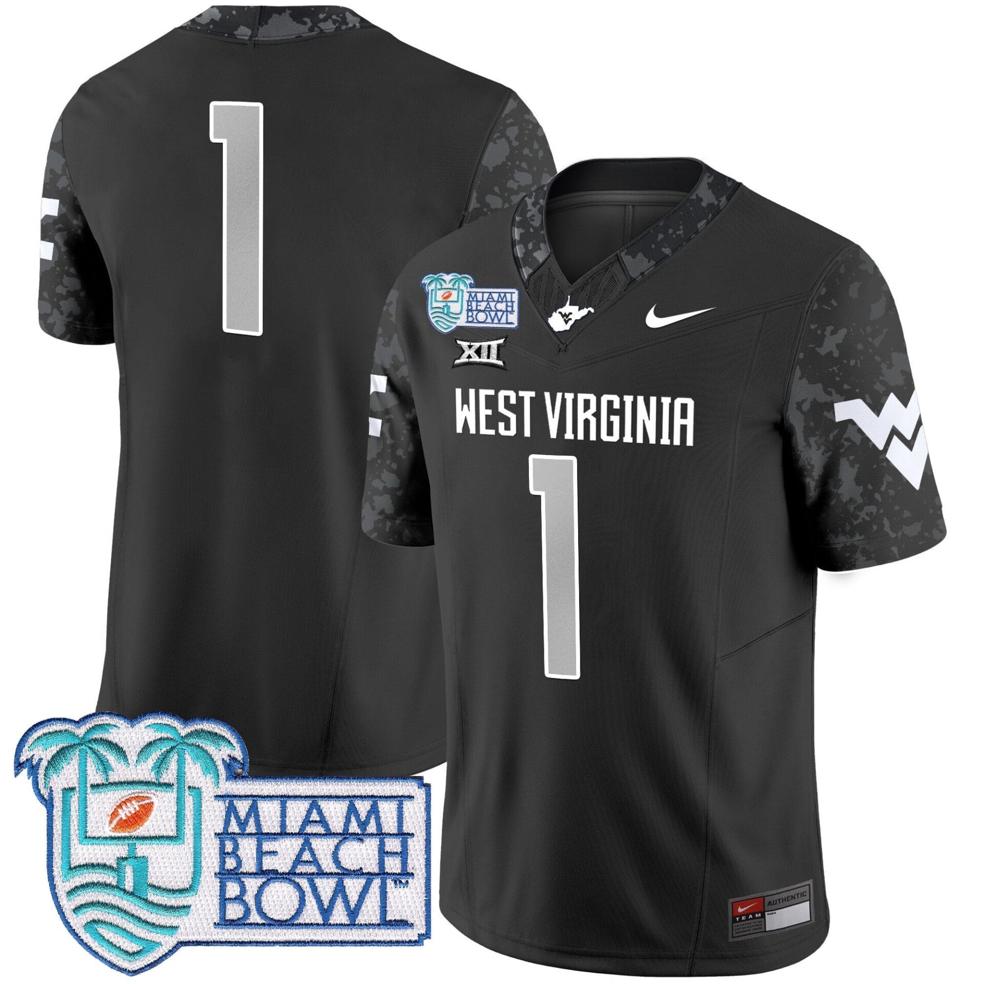West Virginia Mountaineers 2025 Miami Beach Bowl Patch Vapor Limited Jersey - All Stitched - Image 8