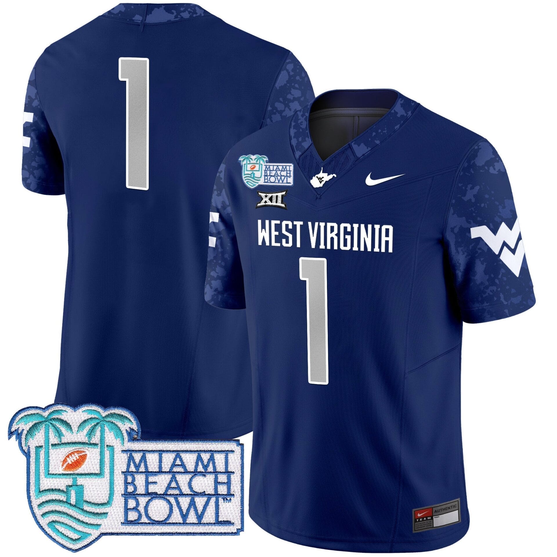 West Virginia Mountaineers 2025 Miami Beach Bowl Patch Vapor Limited Jersey - All Stitched - Image 32