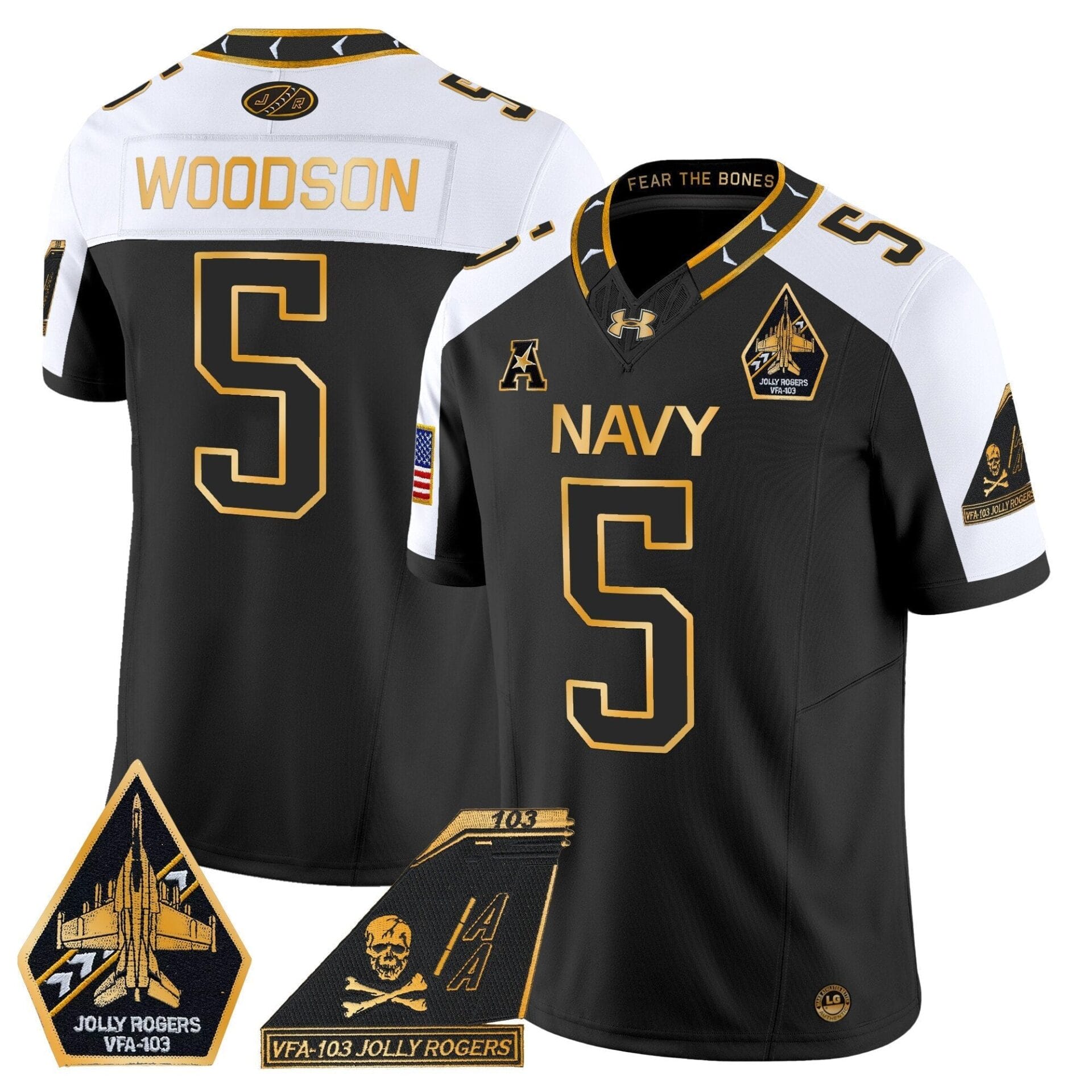 Navy Midshipmen 2024 Jolly Rogers Patch Gold Vapor Limited Jersey - All Stitched - Image 4