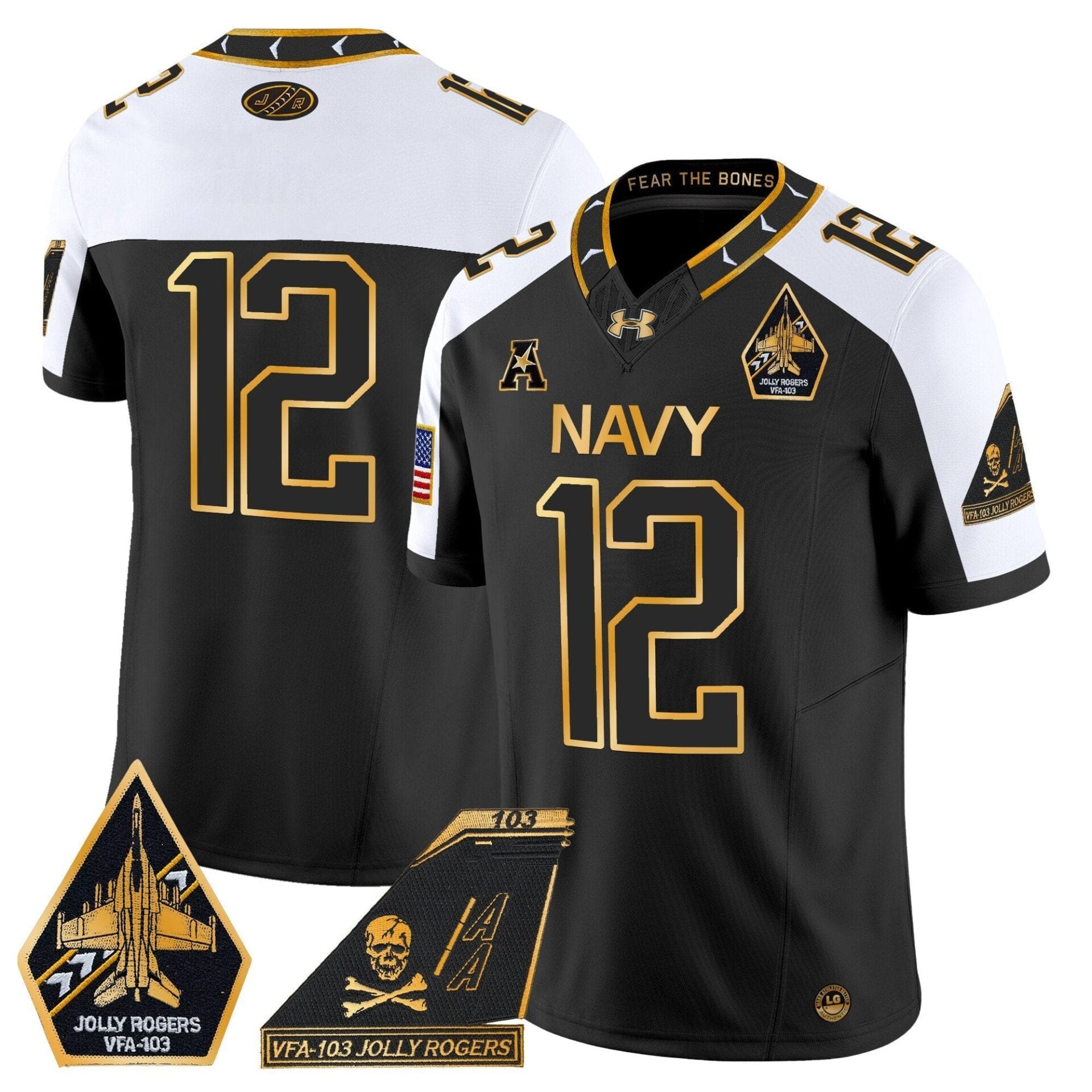 Navy Midshipmen 2024 Jolly Rogers Patch Gold Vapor Limited Jersey - All Stitched - Image 10
