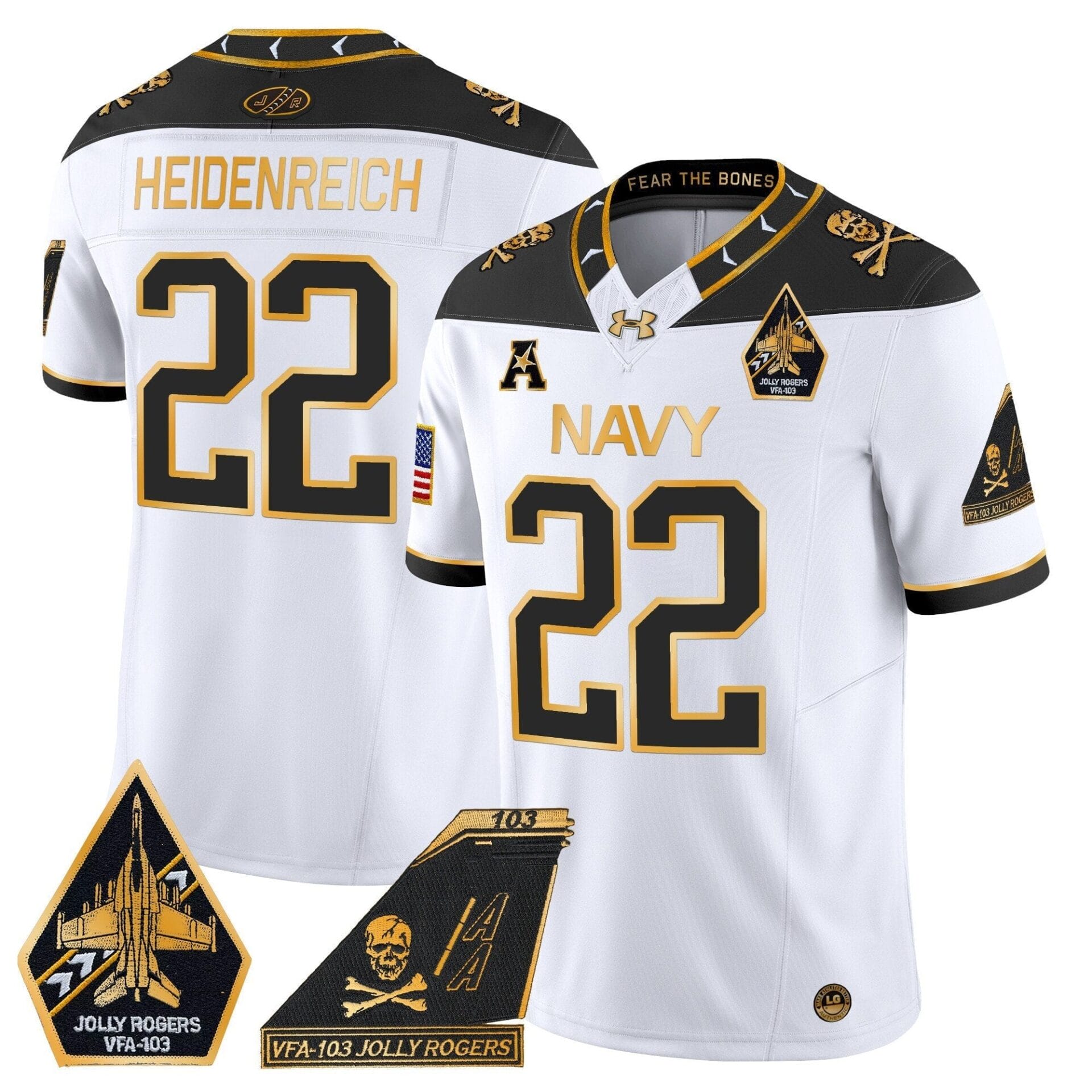 Navy Midshipmen 2024 Jolly Rogers Patch Gold Vapor Limited Jersey - All Stitched - Image 12