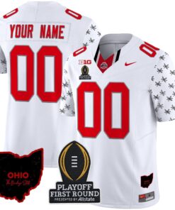 Alternative view of Ohio State Buckeyes 2024 Playoff First Round Patch Vapor Limited Custom Jersey - All Stitched