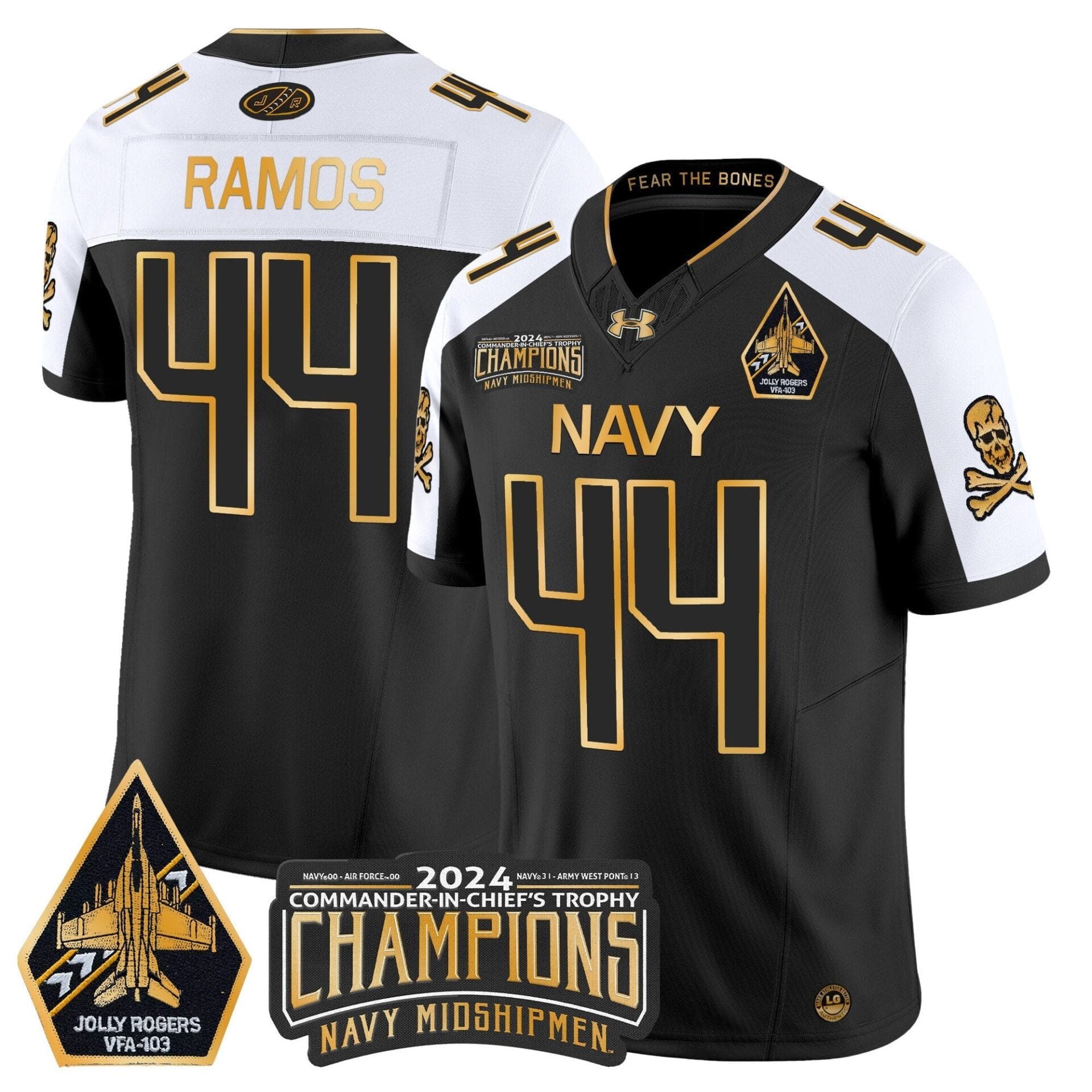 Navy Midshipmen 2024 Commander-In-Chief's Trophy Champions Patch Gold Vapor Limited Jersey - All Stitched - Image 3