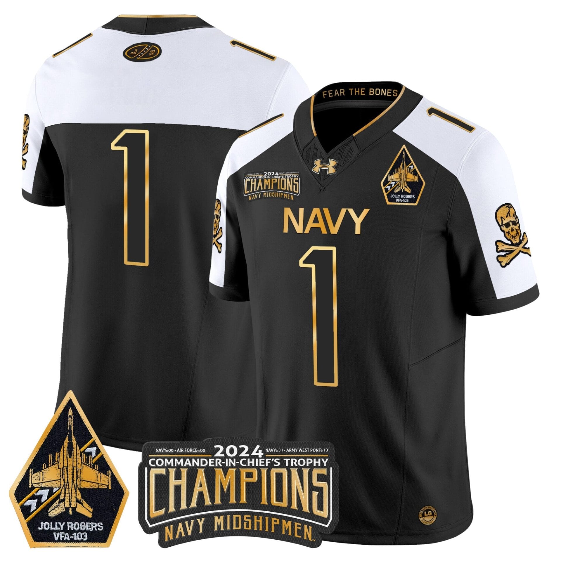 Navy Midshipmen 2024 Commander-In-Chief's Trophy Champions Patch Gold Vapor Limited Jersey - All Stitched - Image 9